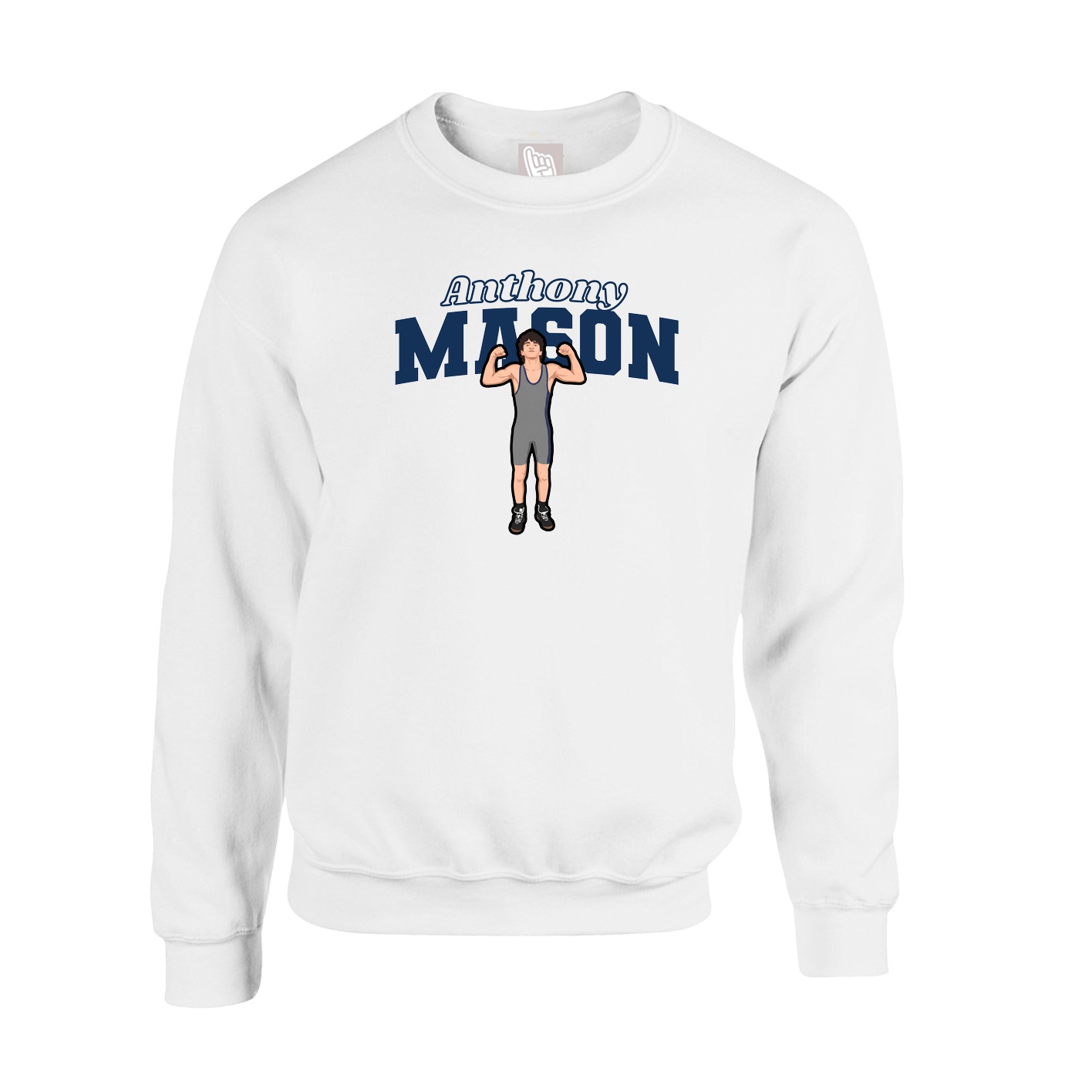 Fleece Crew — Name Arch in White