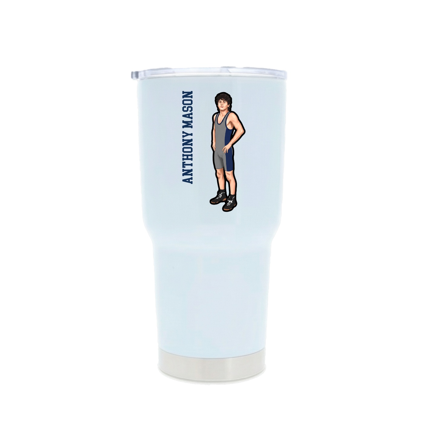 30oz Stainless Steel Tumbler — Name Vertical in White