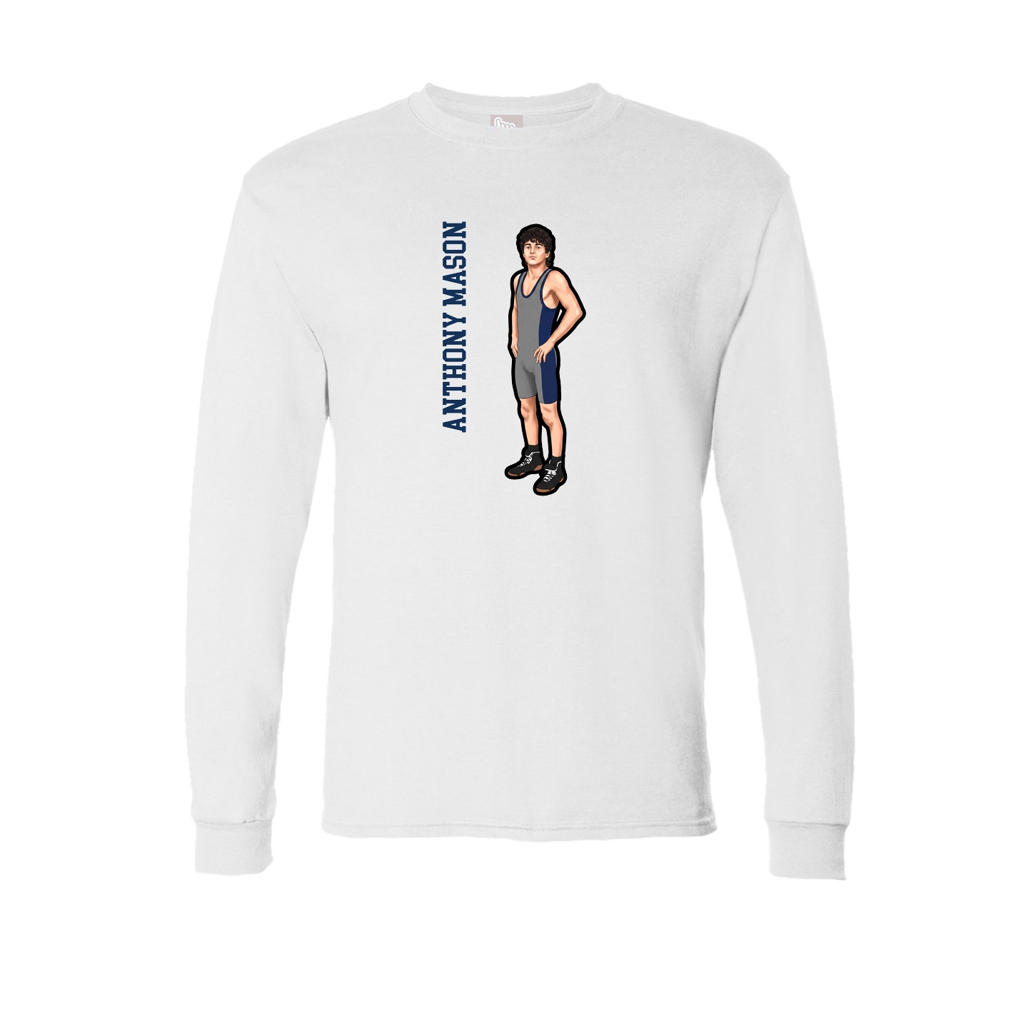 Long Sleeve Tee — Name Vertical in White