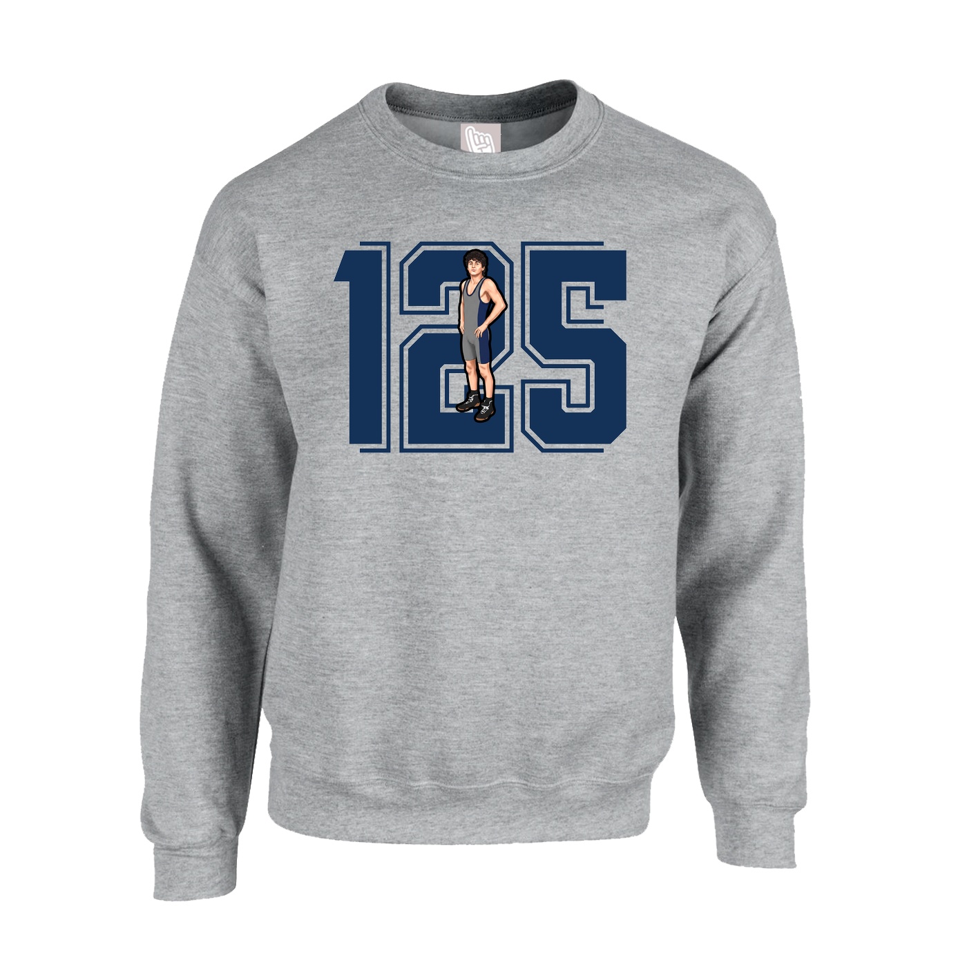 Fleece Crew — Number in Grey
