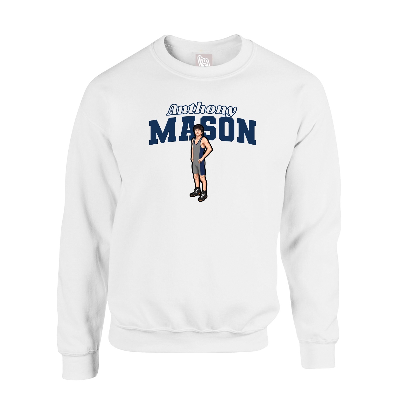 Fleece Crew — Name Arch in White