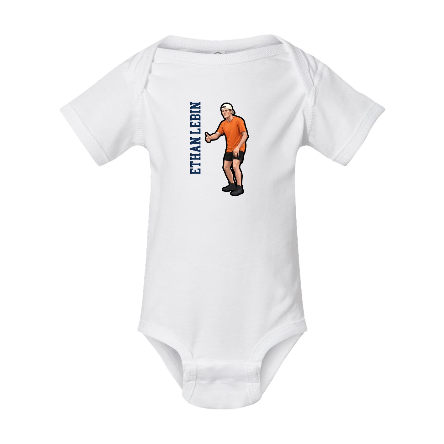 Baby Onesie — Name Vertical in White