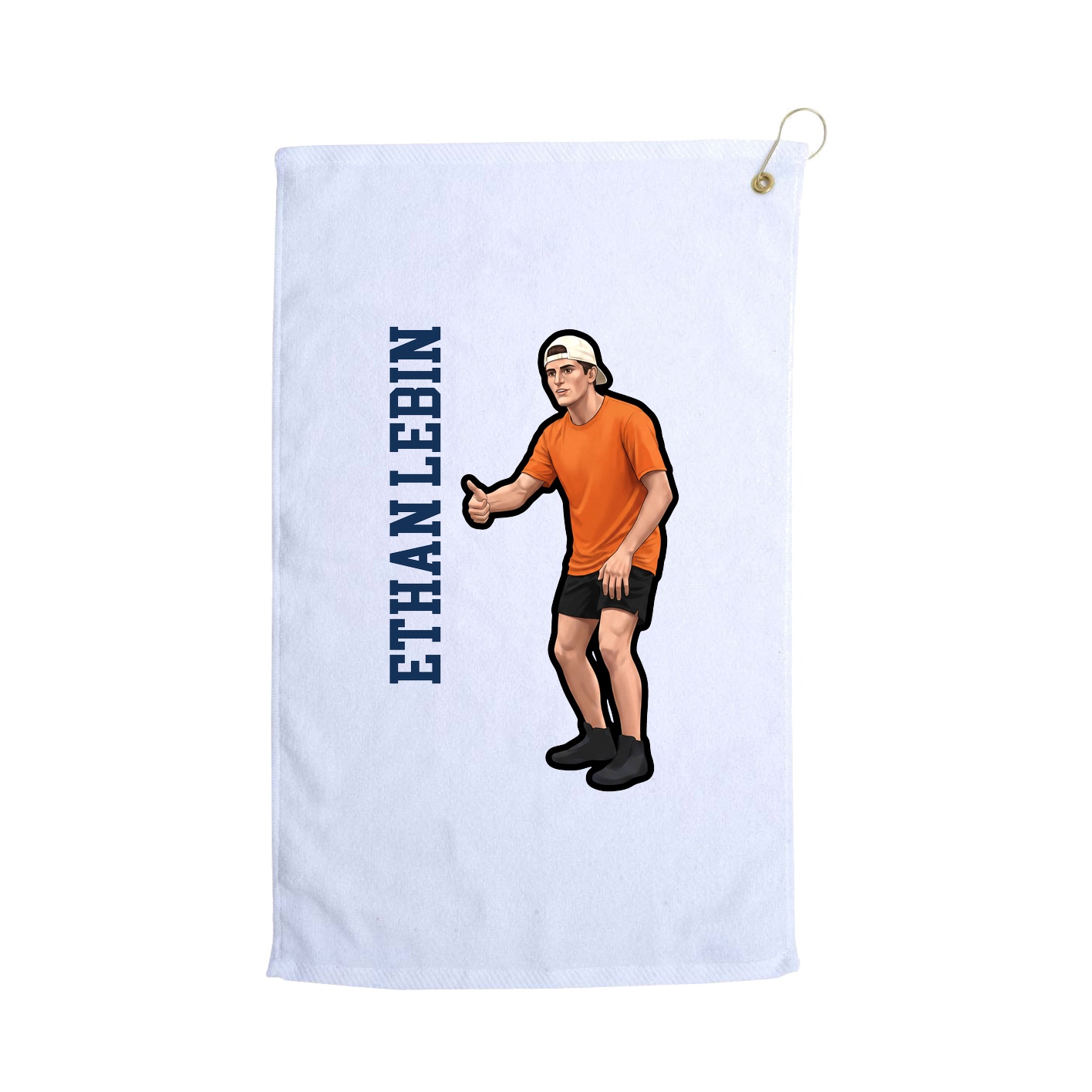 Golf Towel — Name Vertical in White