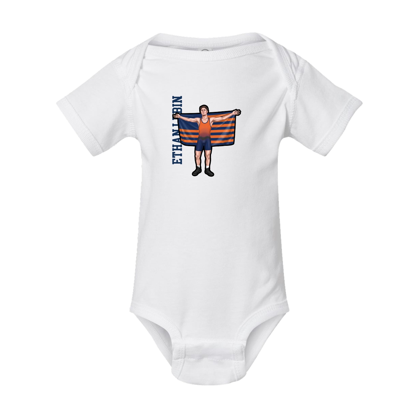 Baby Onesie — Name Vertical in White