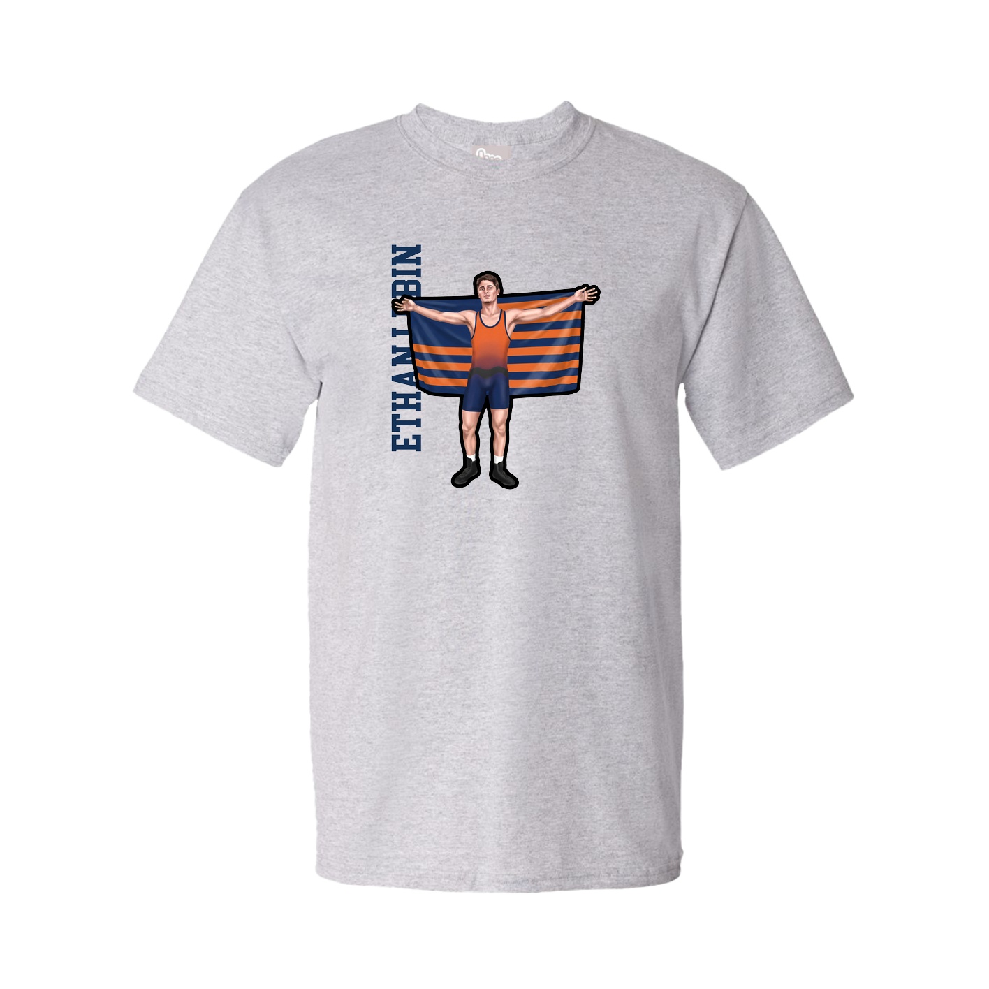 Tee — Name Vertical in Grey