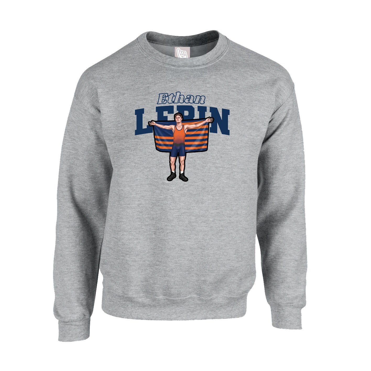 Fleece Crew — Name Arch in Grey