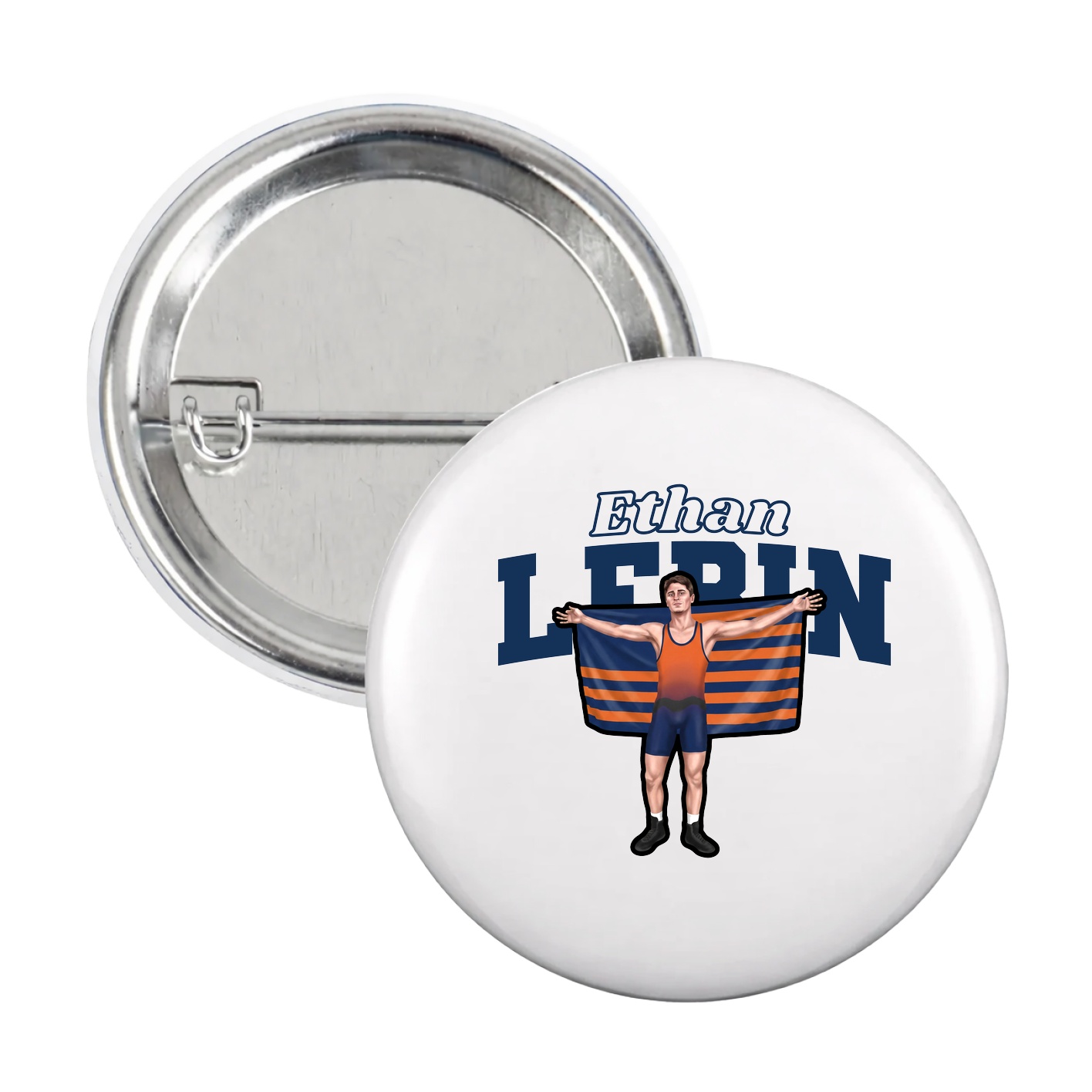 Game Day Button — Name Arch in White