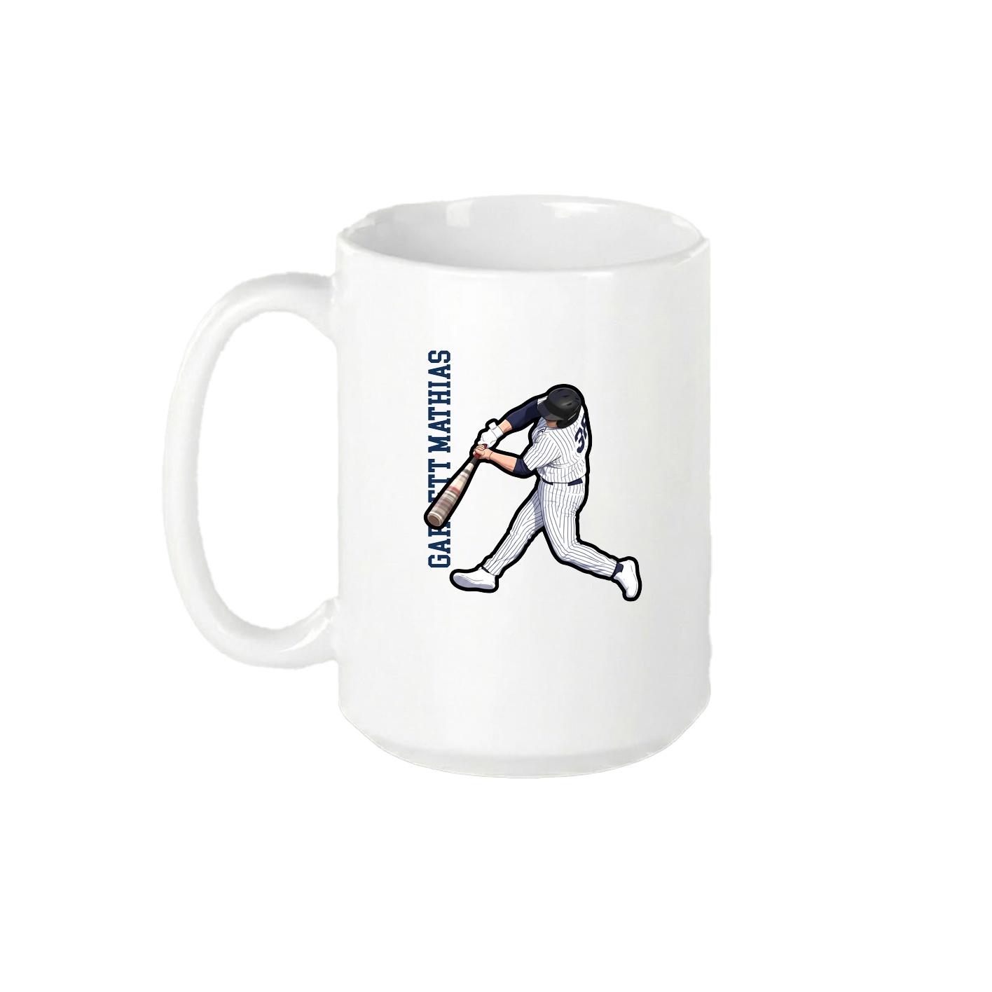 15oz Coffee Mug — Name Vertical in White