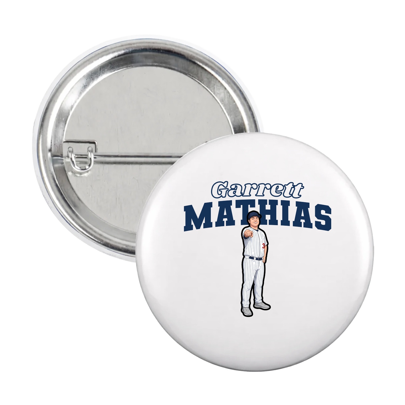Game Day Button — Name Arch in White