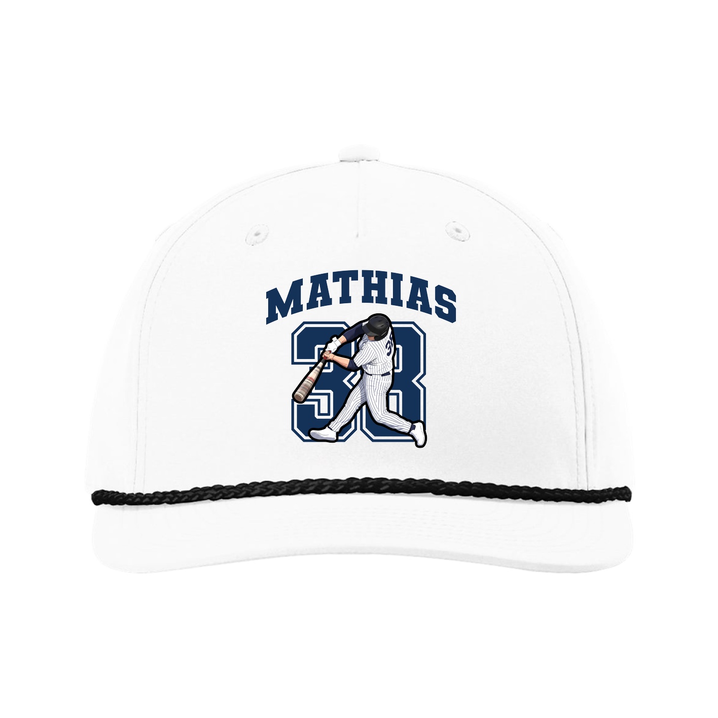 Five-Panel Classic Rope Cap — Number in White
