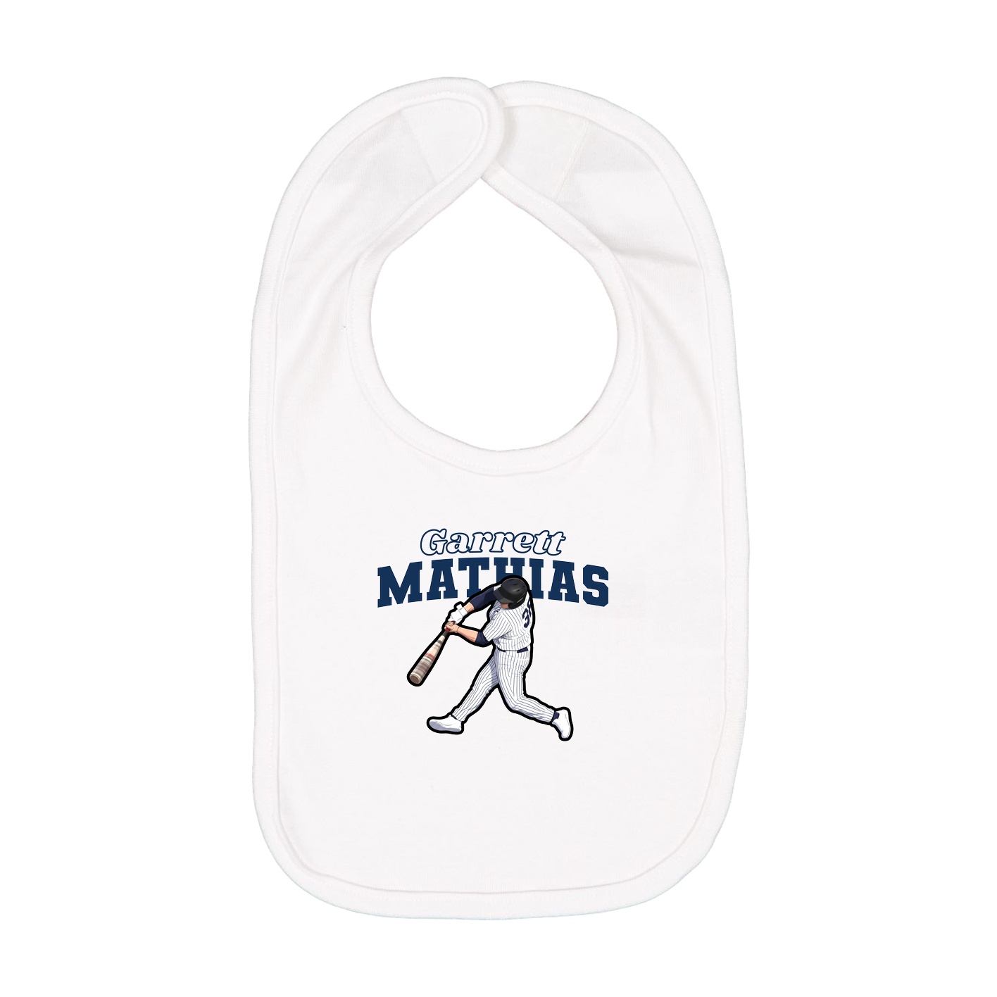 Infant Bib — Name Arch in White
