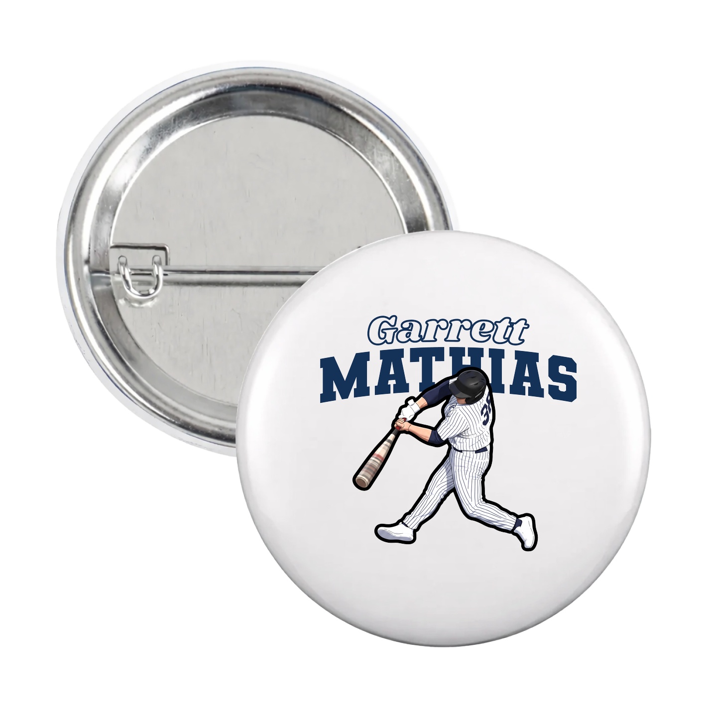 Game Day Button — Name Arch in White