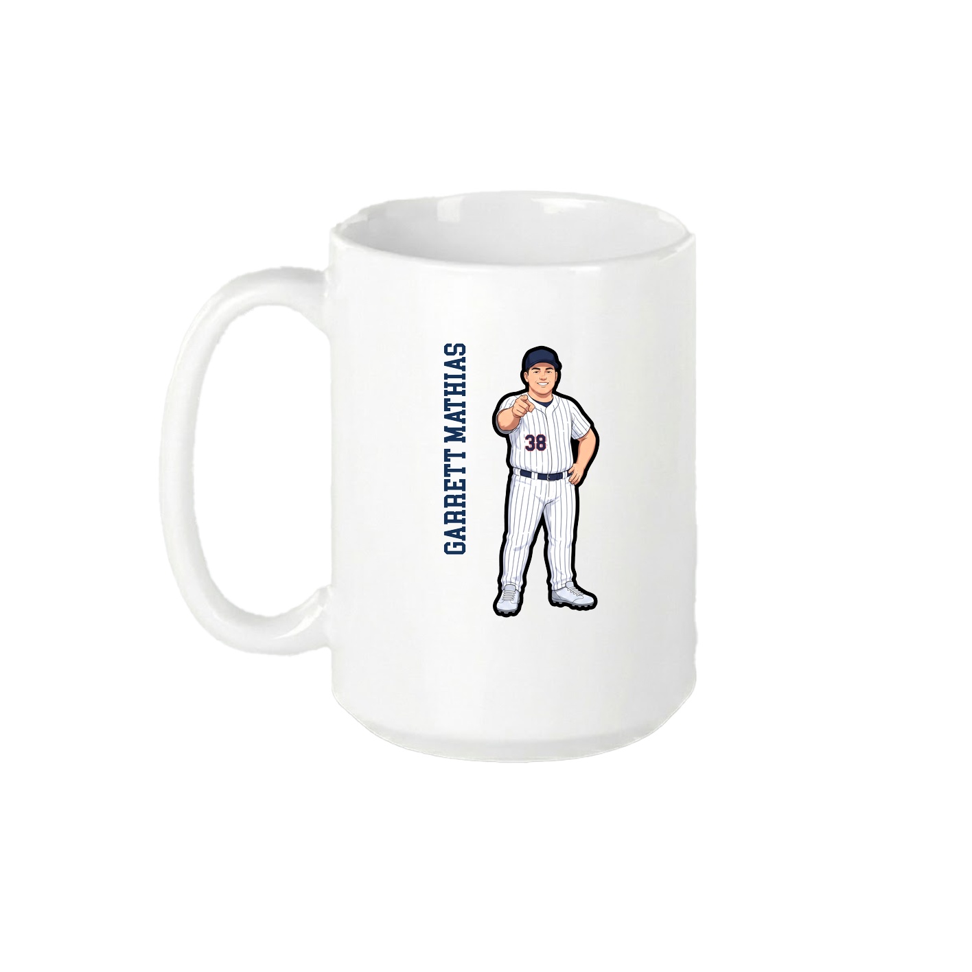 15oz Coffee Mug — Name Vertical in White