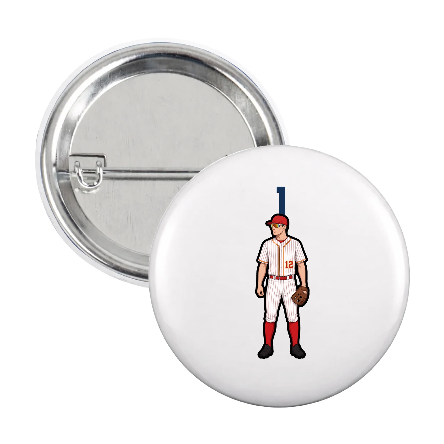 Game Day Button — Number Top in White