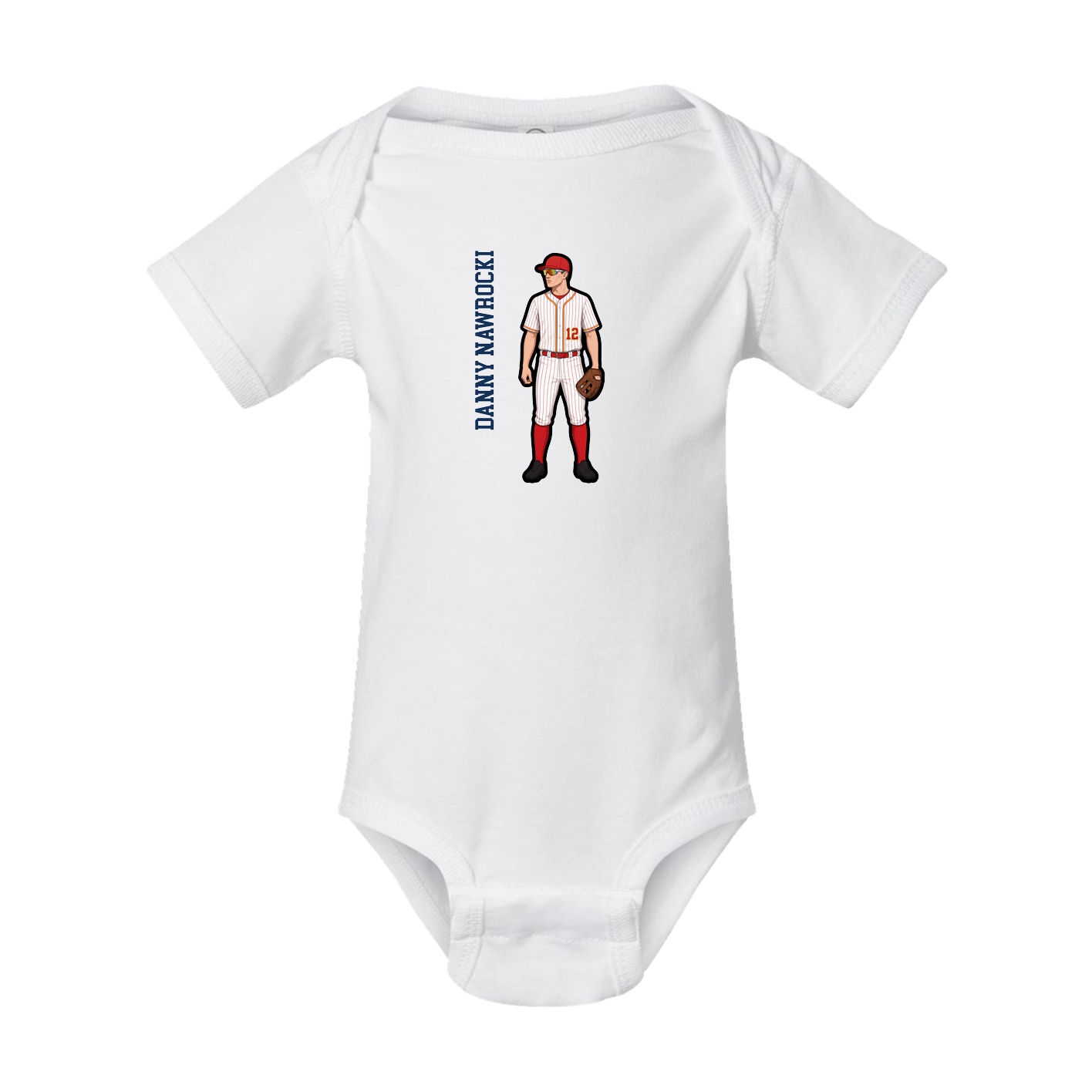 Baby Onesie — Name Vertical in White