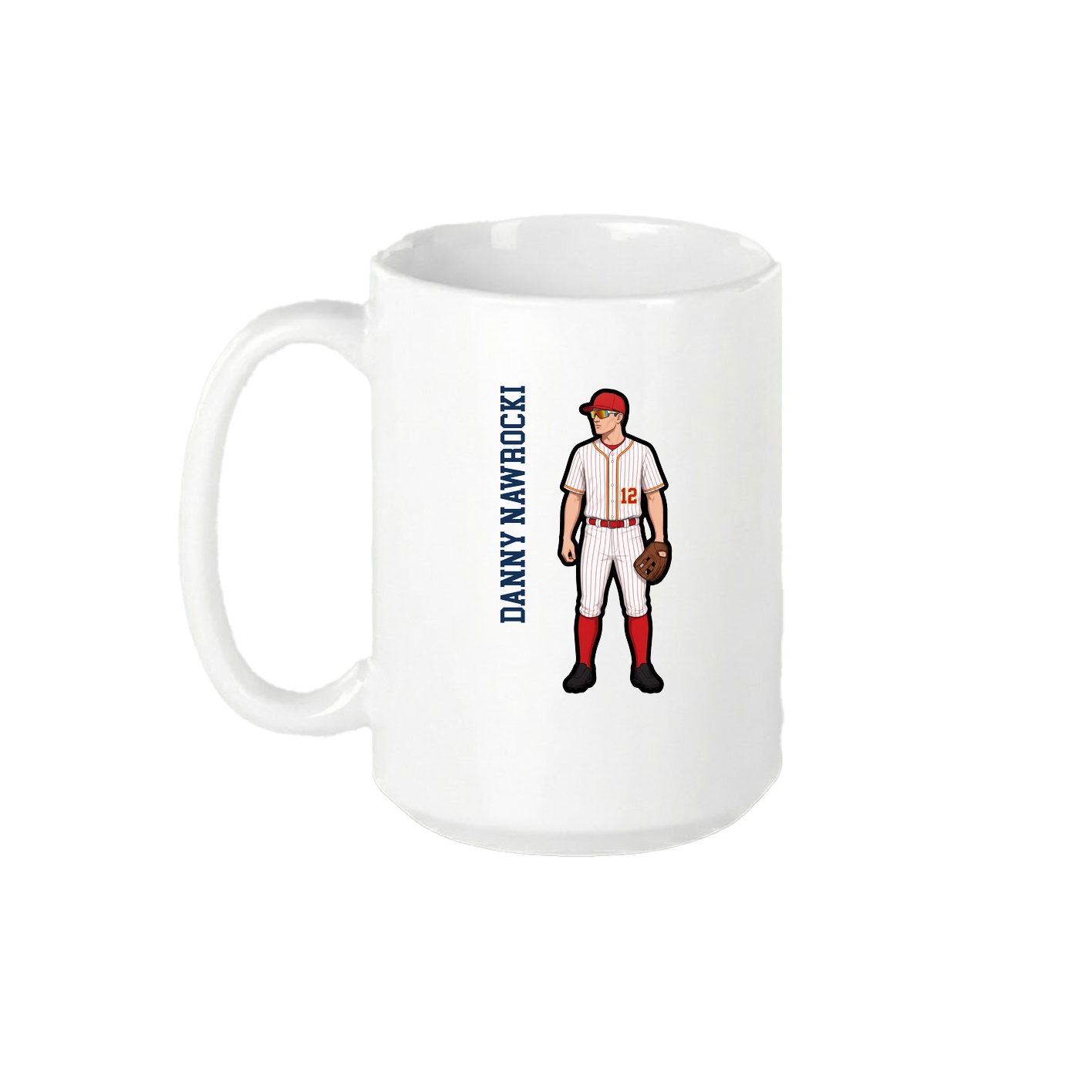 15oz Coffee Mug — Name Vertical in White