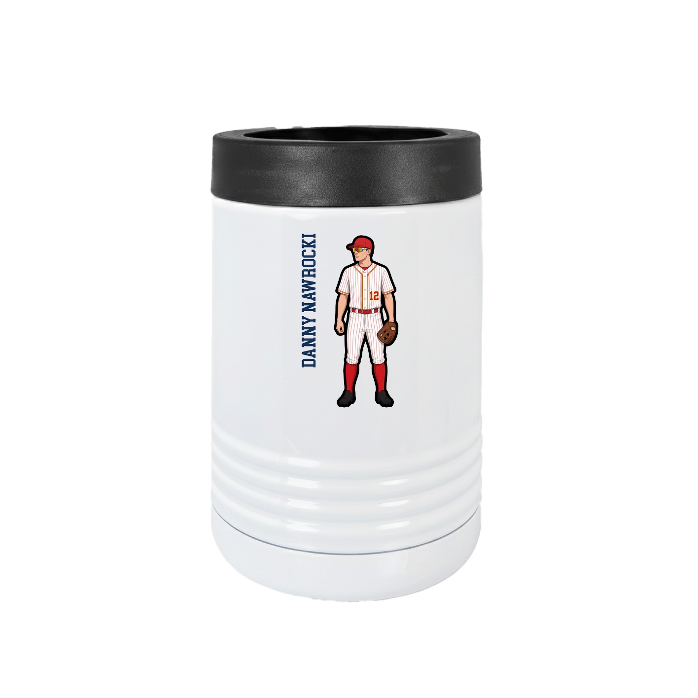 Beverage Holder — Name Vertical in White