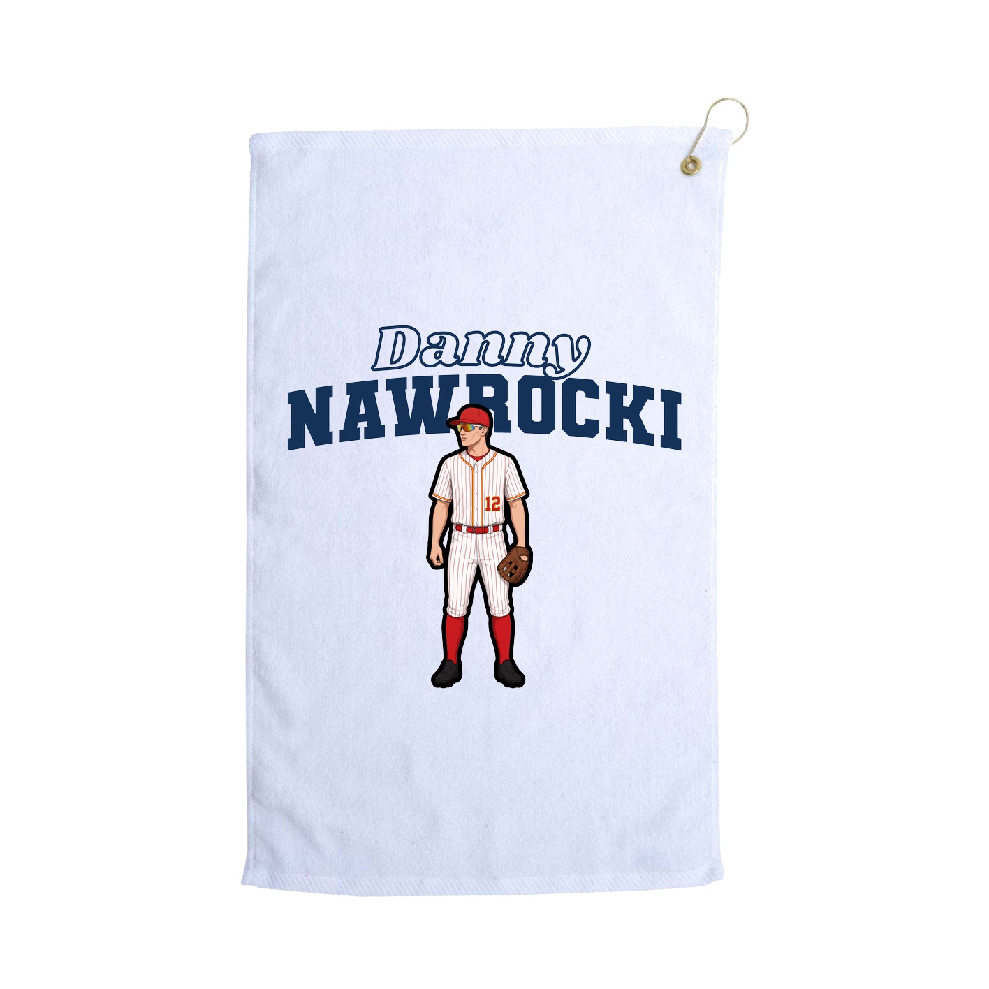 Golf Towel — Name Arch in White