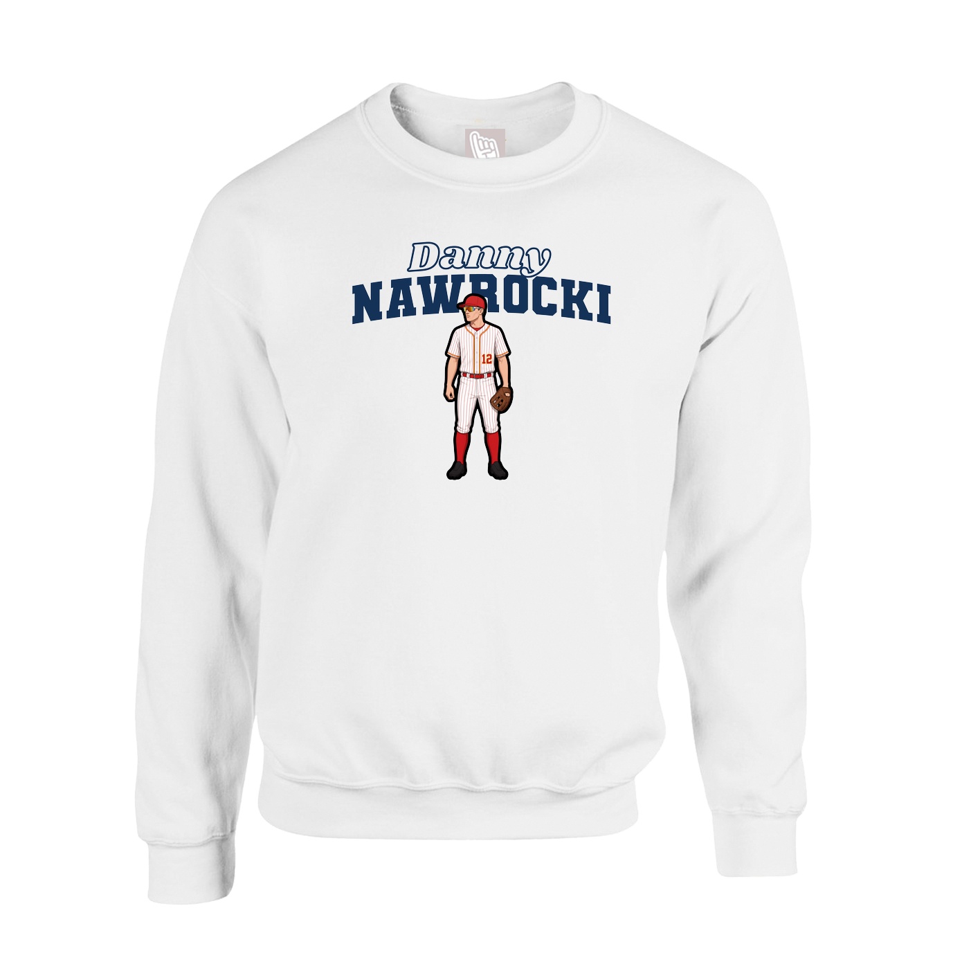 Fleece Crew — Name Arch in White