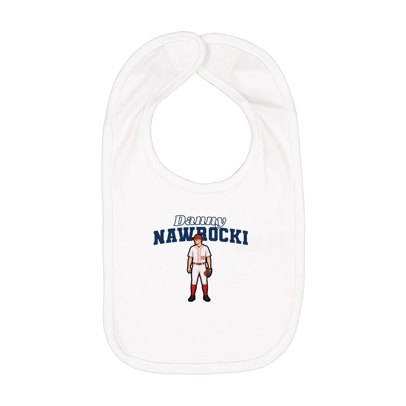 Infant Bib — Name Arch in White