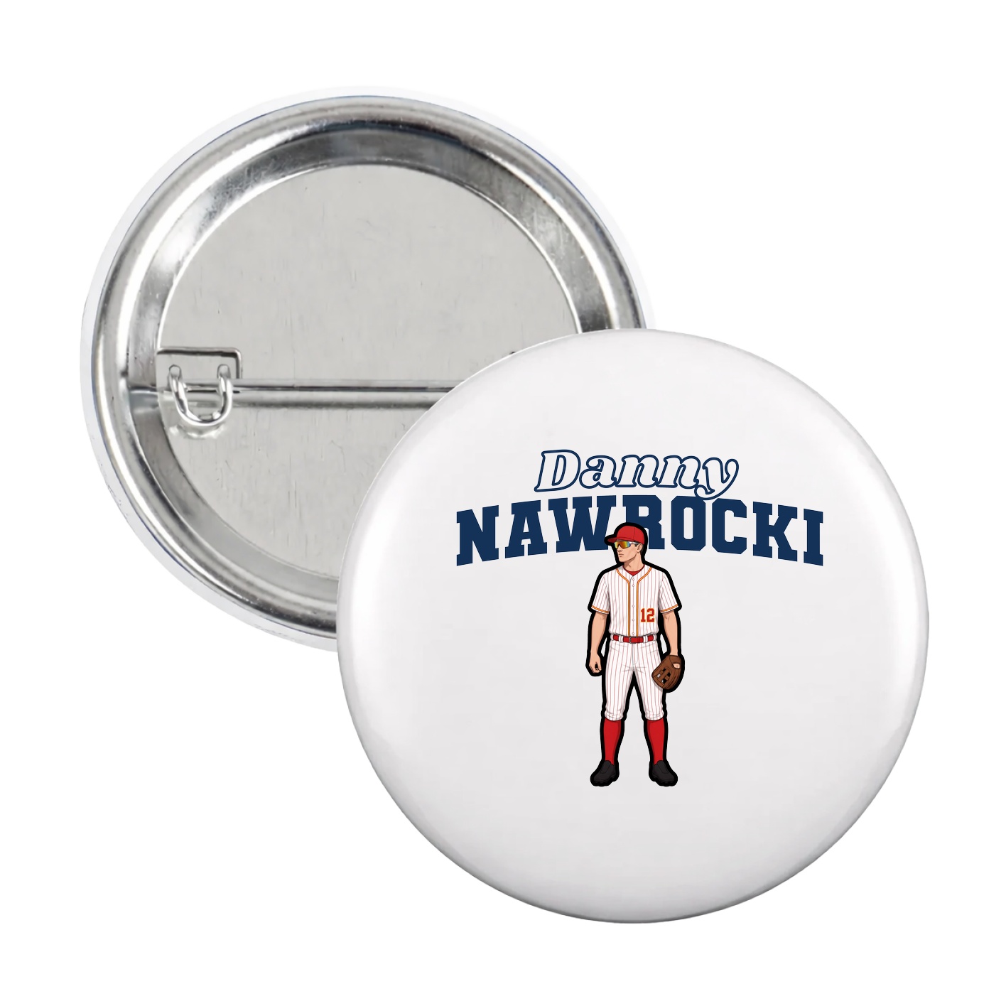Game Day Button — Name Arch in White