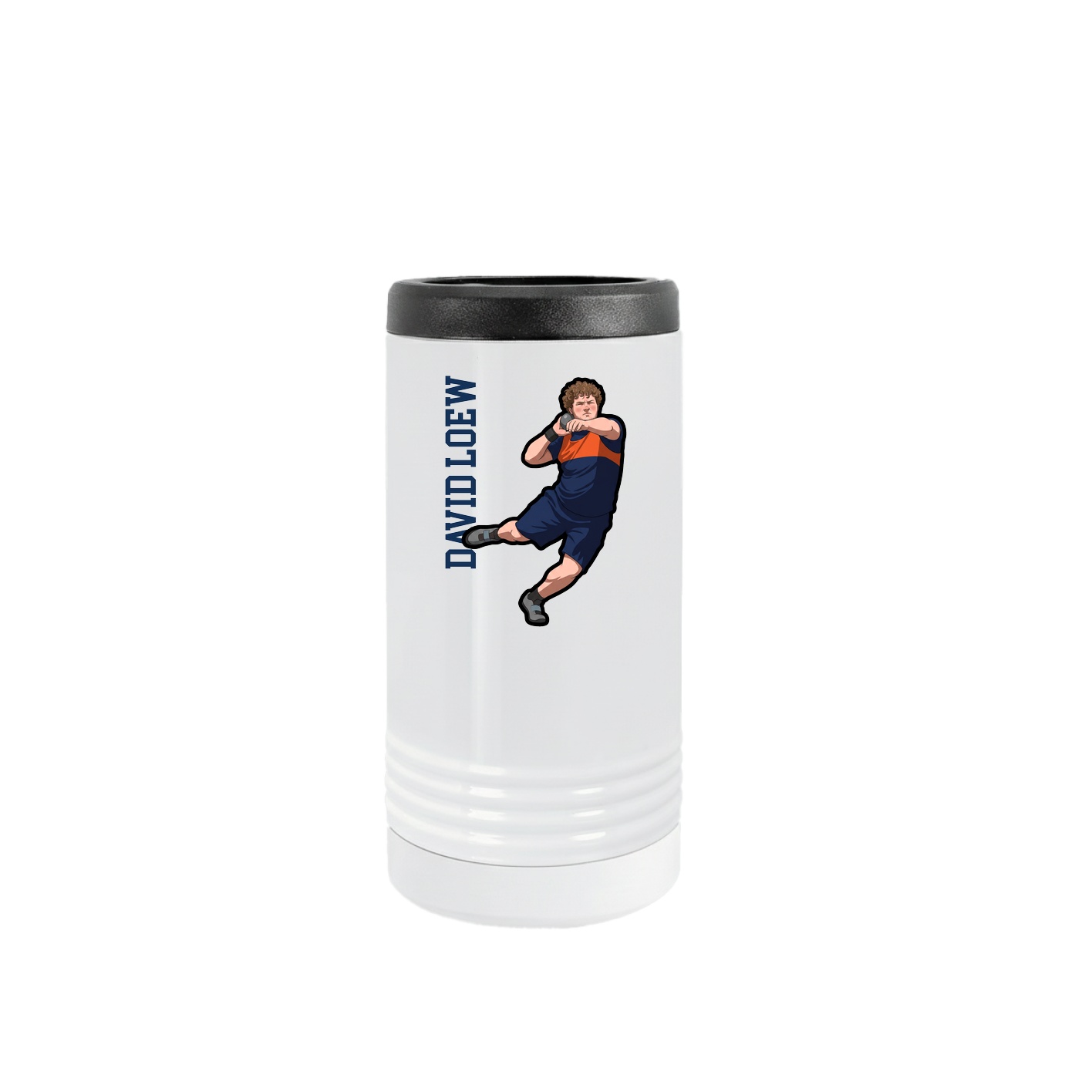 Slim Beverage Holder — Name Vertical in White