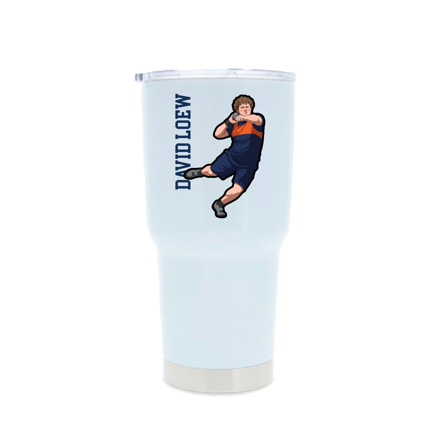 30oz Stainless Steel Tumbler — Name Vertical in White
