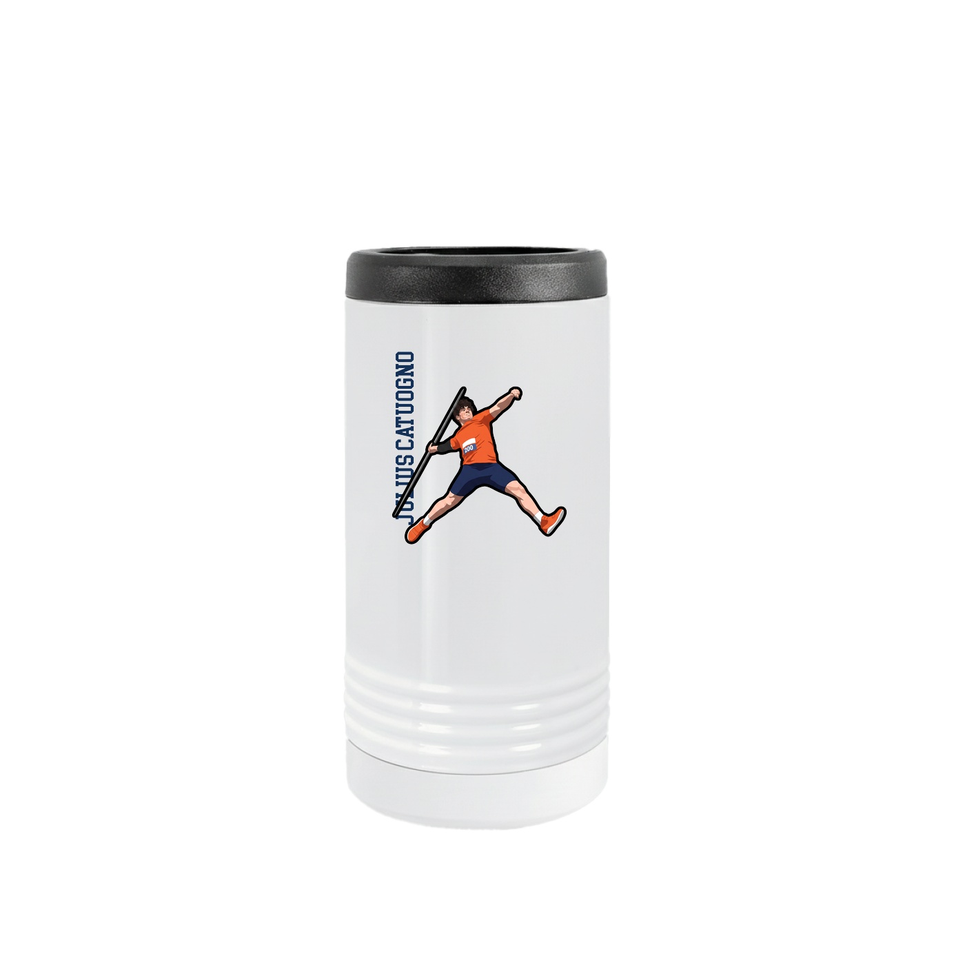 Slim Beverage Holder — Name Vertical in White