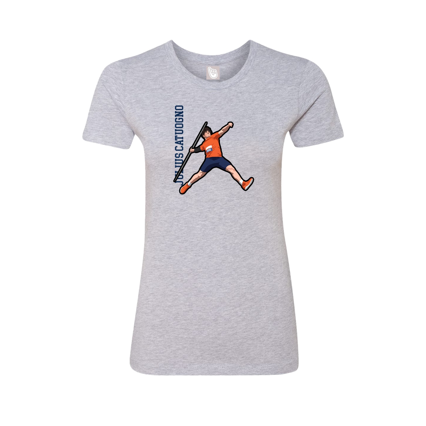 Fitted Women's Tee — Name Vertical in Grey