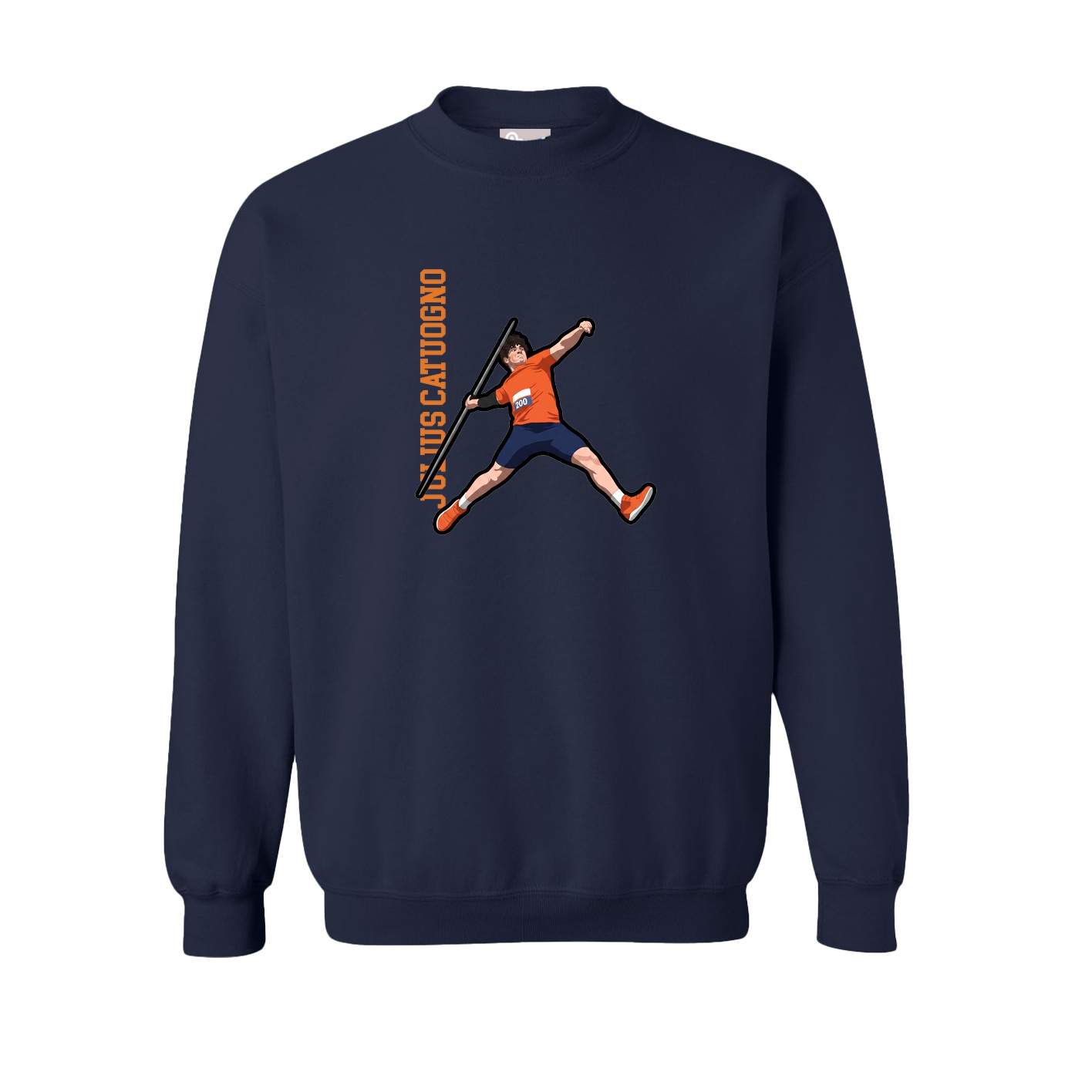 Fleece Crew — Name Vertical in Navy