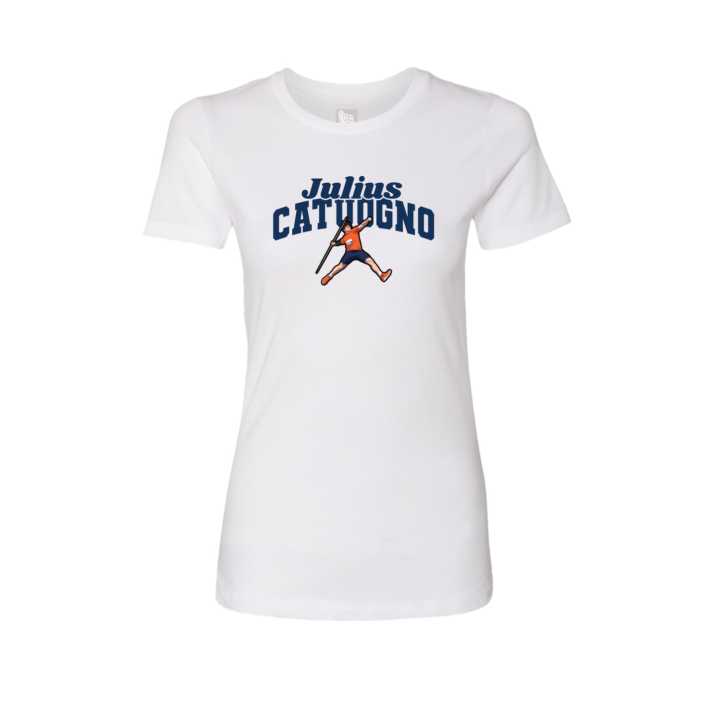 Fitted Women's Tee — Signature Arch in White