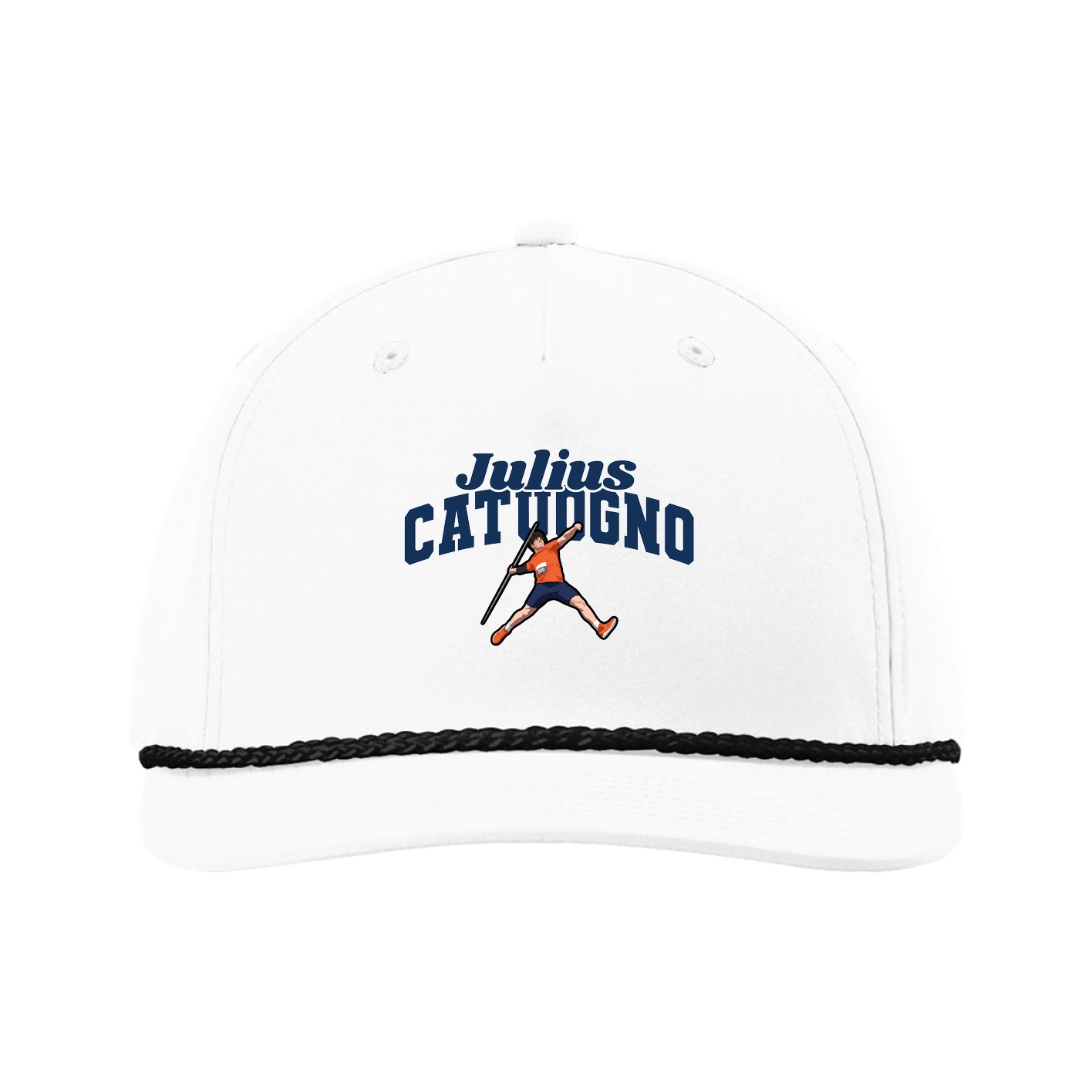 Five-Panel Classic Rope Cap — Signature Arch in White