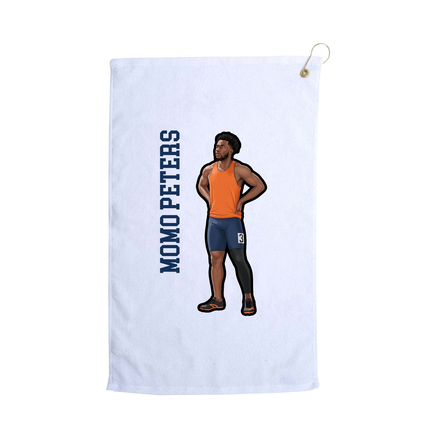 Golf Towel — Name Vertical in White