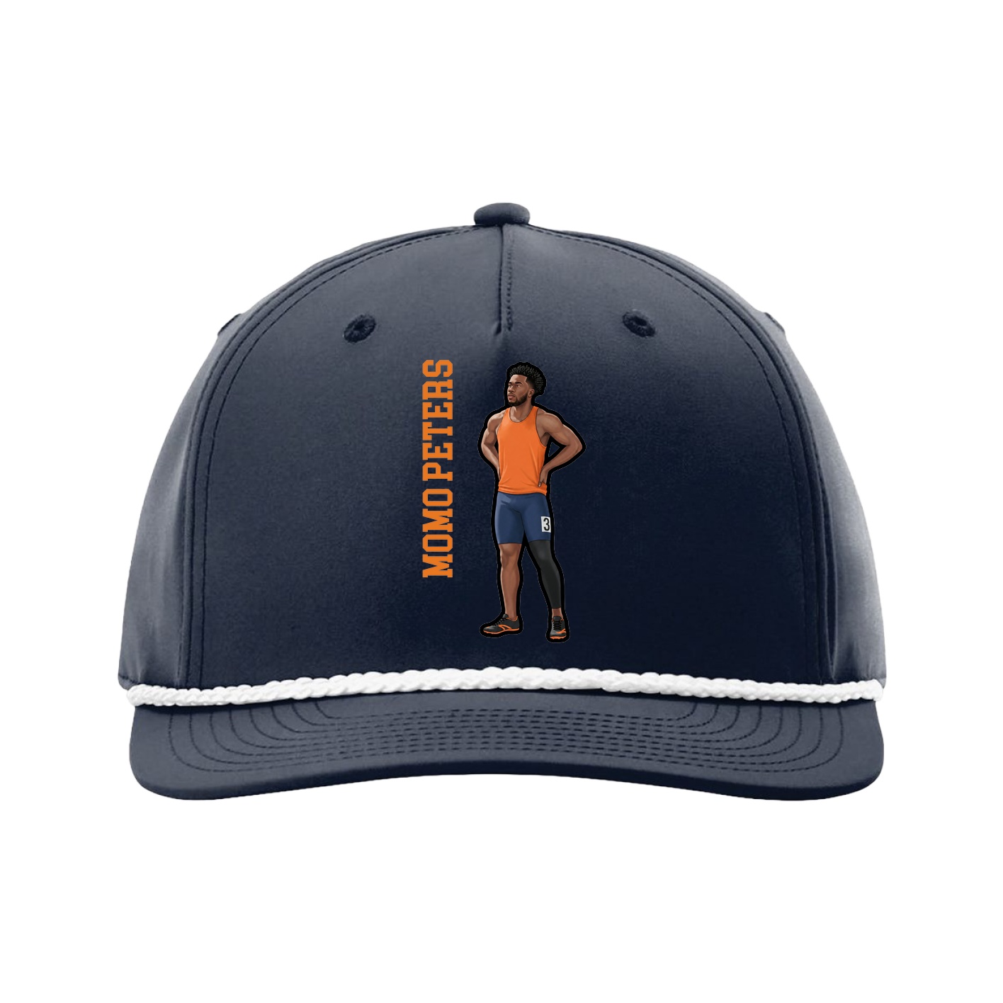 Five-Panel Classic Rope Cap — Name Vertical in Navy
