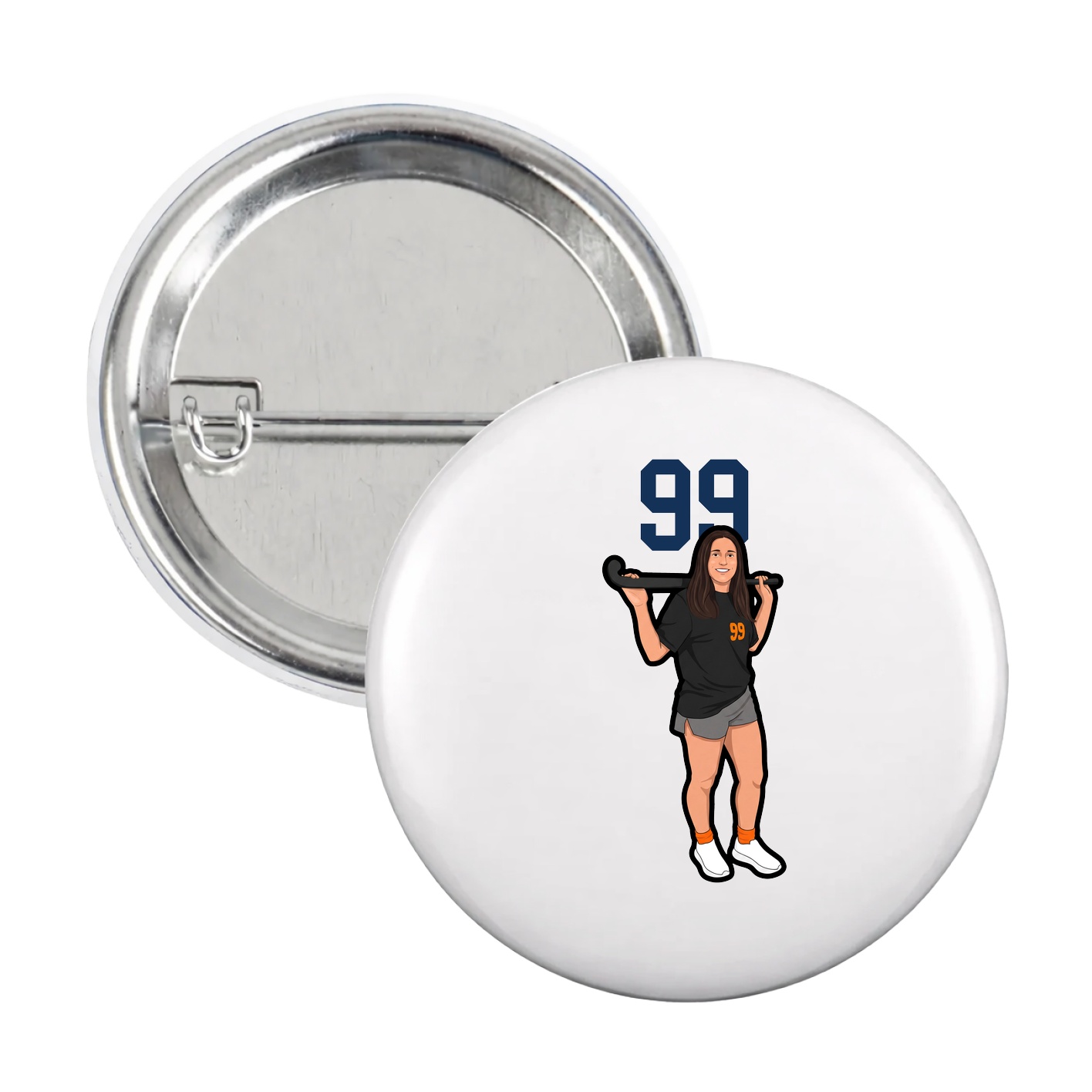 Game Day Button — Number Top in White