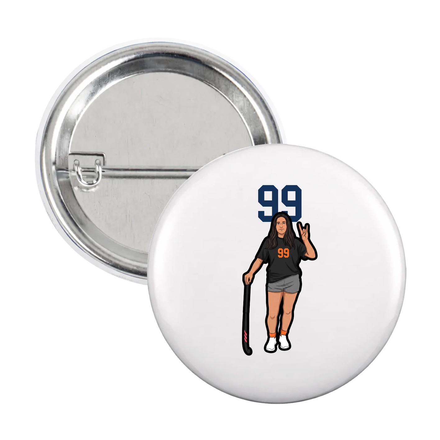 Game Day Button — Number Top in White