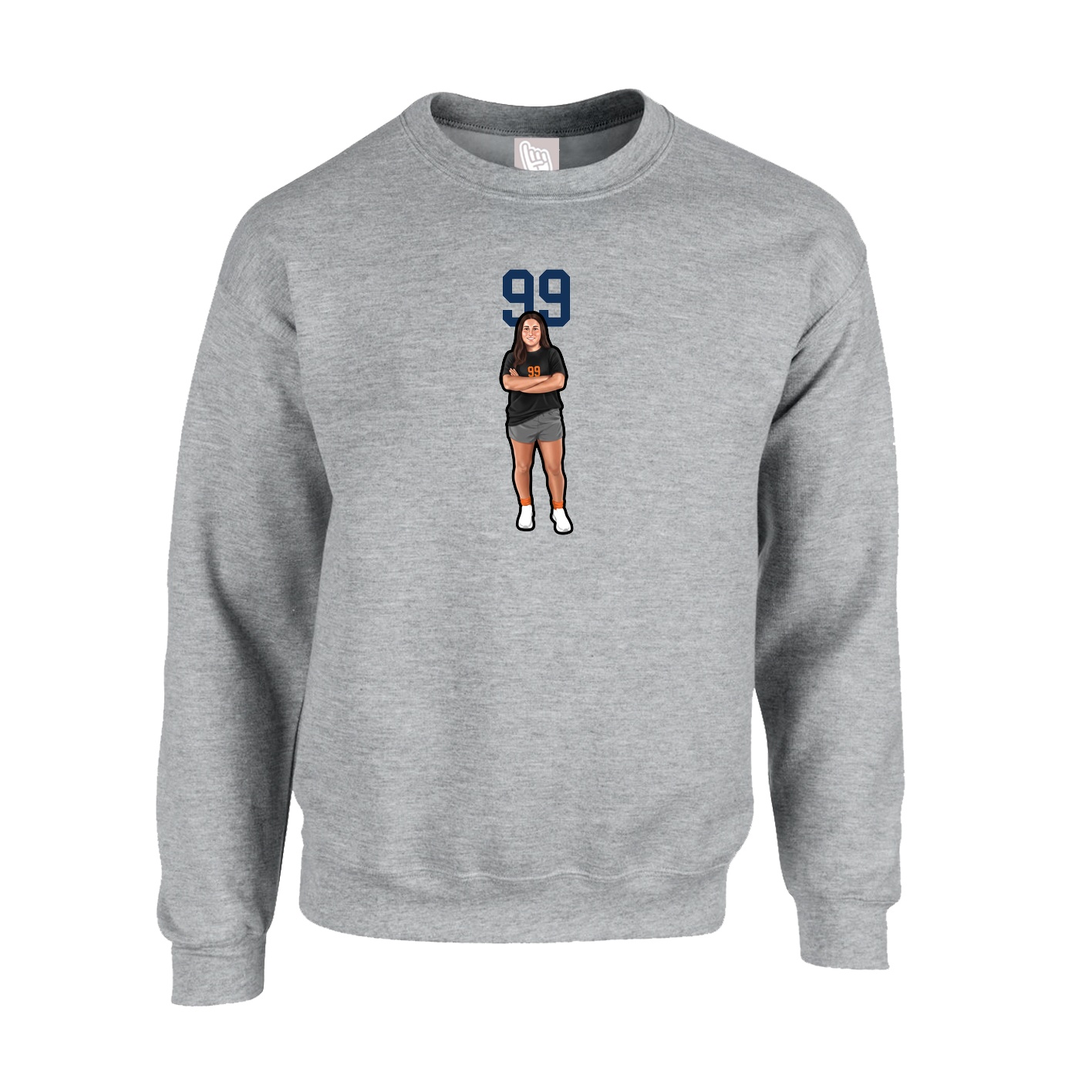 Fleece Crew — Number Top in Grey