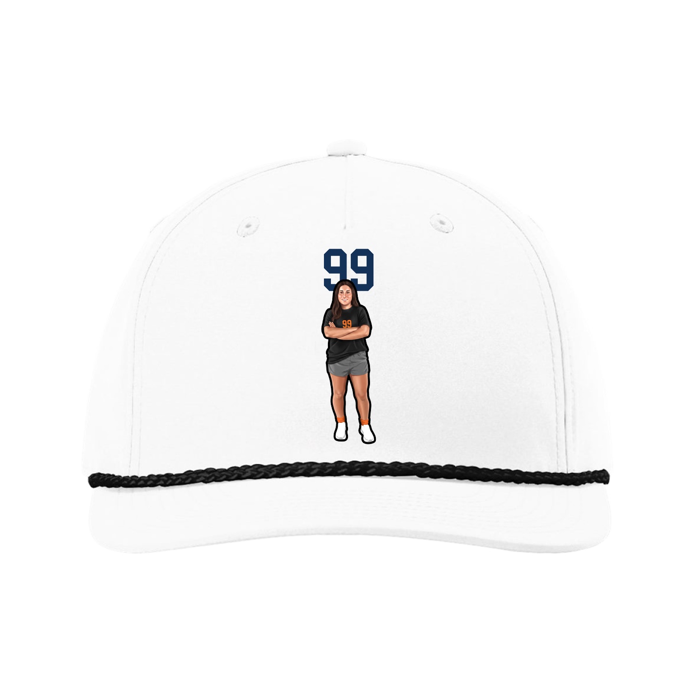 Five-Panel Classic Rope Cap — Number Top in White