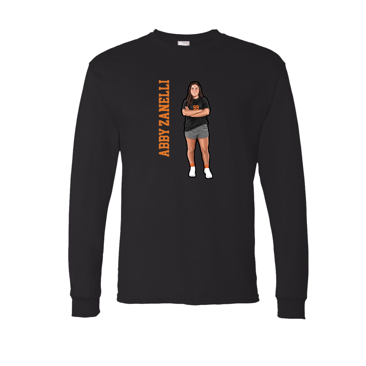 Long Sleeve Tee — Name Vertical in Black