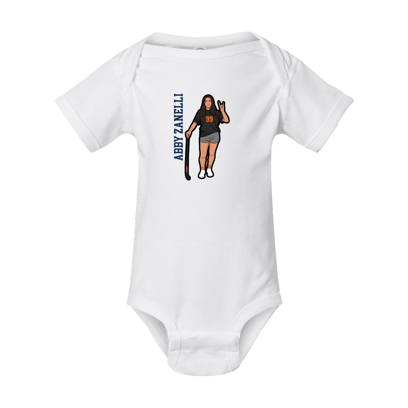Baby Onesie — Name Vertical in White