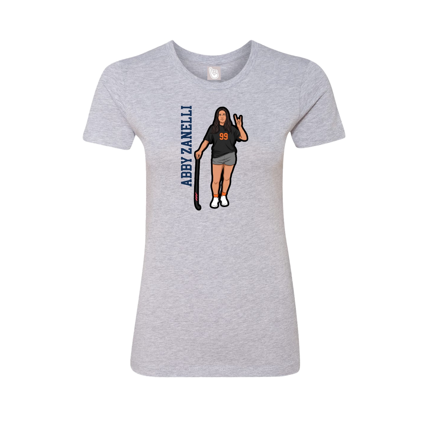 Fitted Women's Tee — Name Vertical in Grey