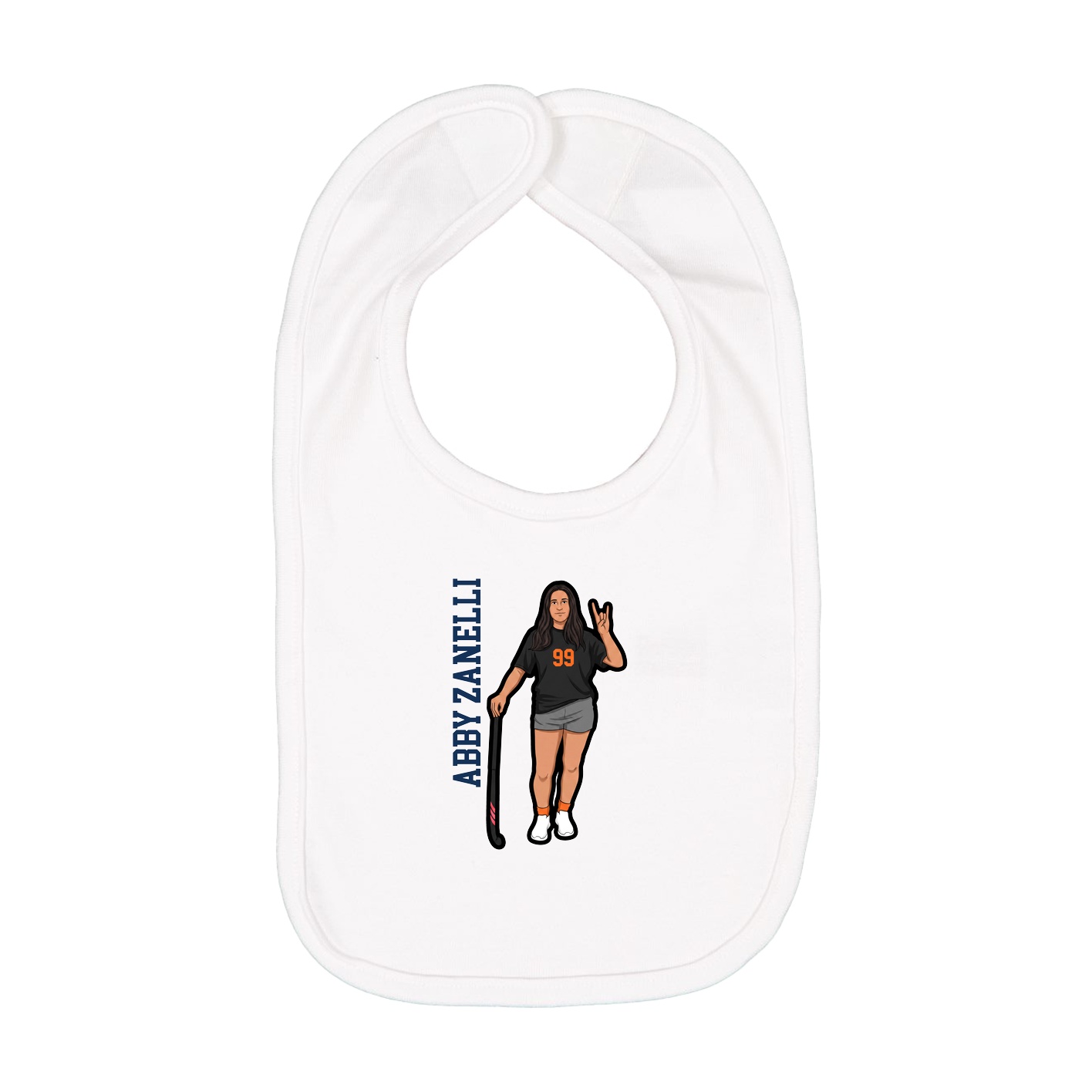 Infant Bib — Name Vertical in White