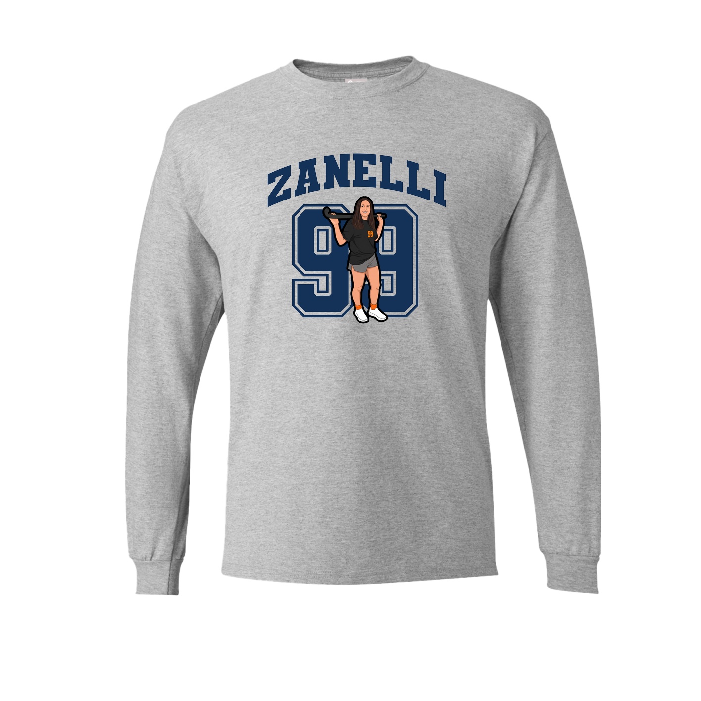 Long Sleeve Tee — Number in Grey
