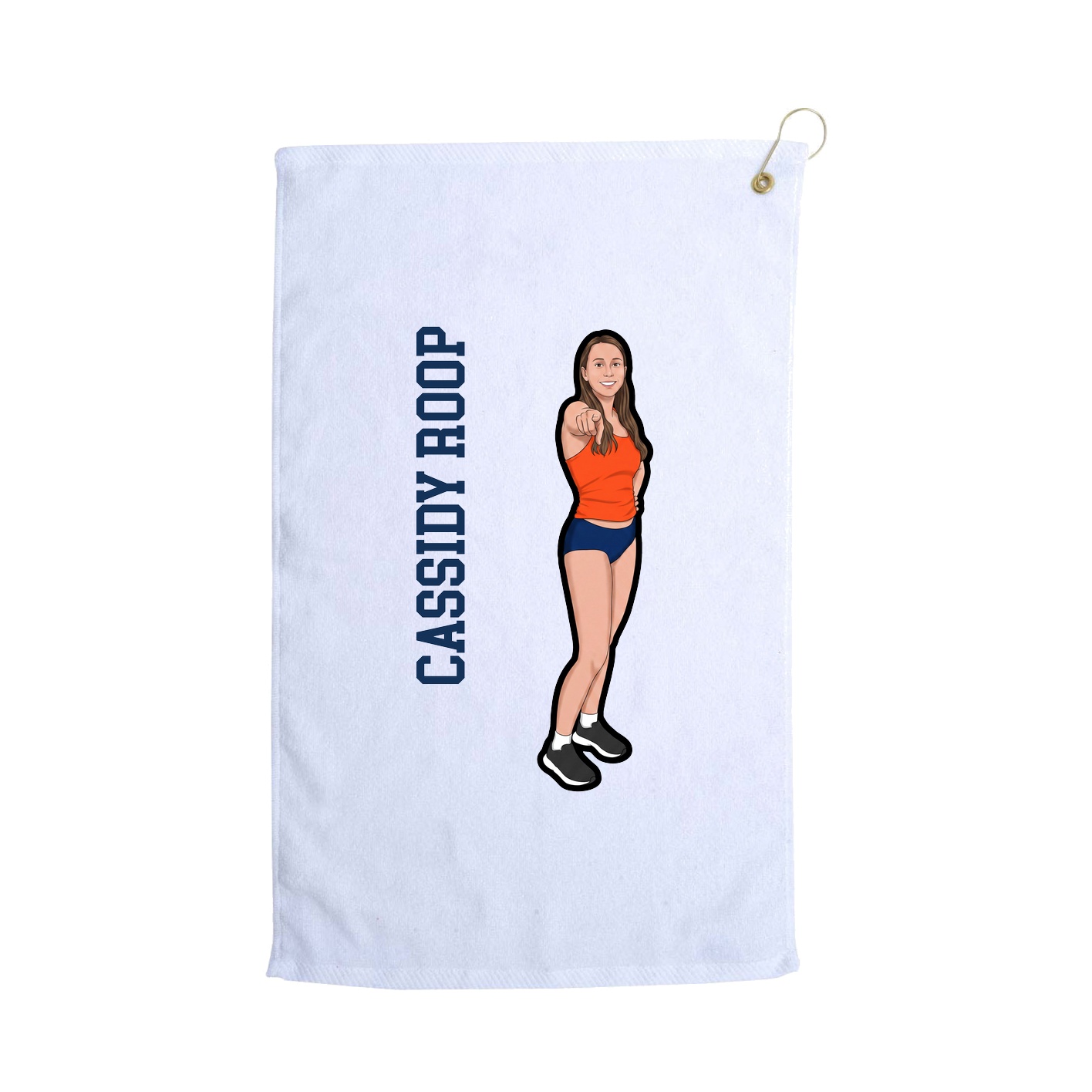 Golf Towel — Name Vertical in White