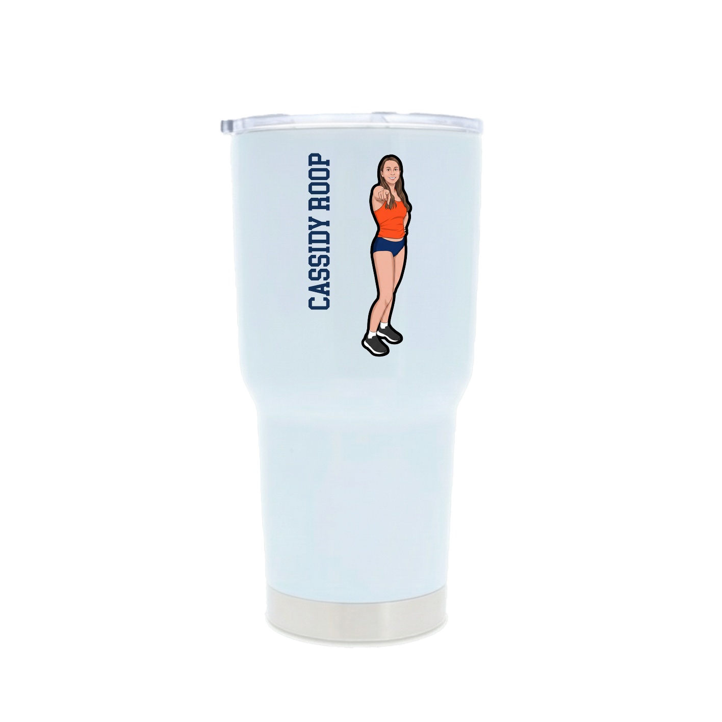 30oz Stainless Steel Tumbler — Name Vertical in White
