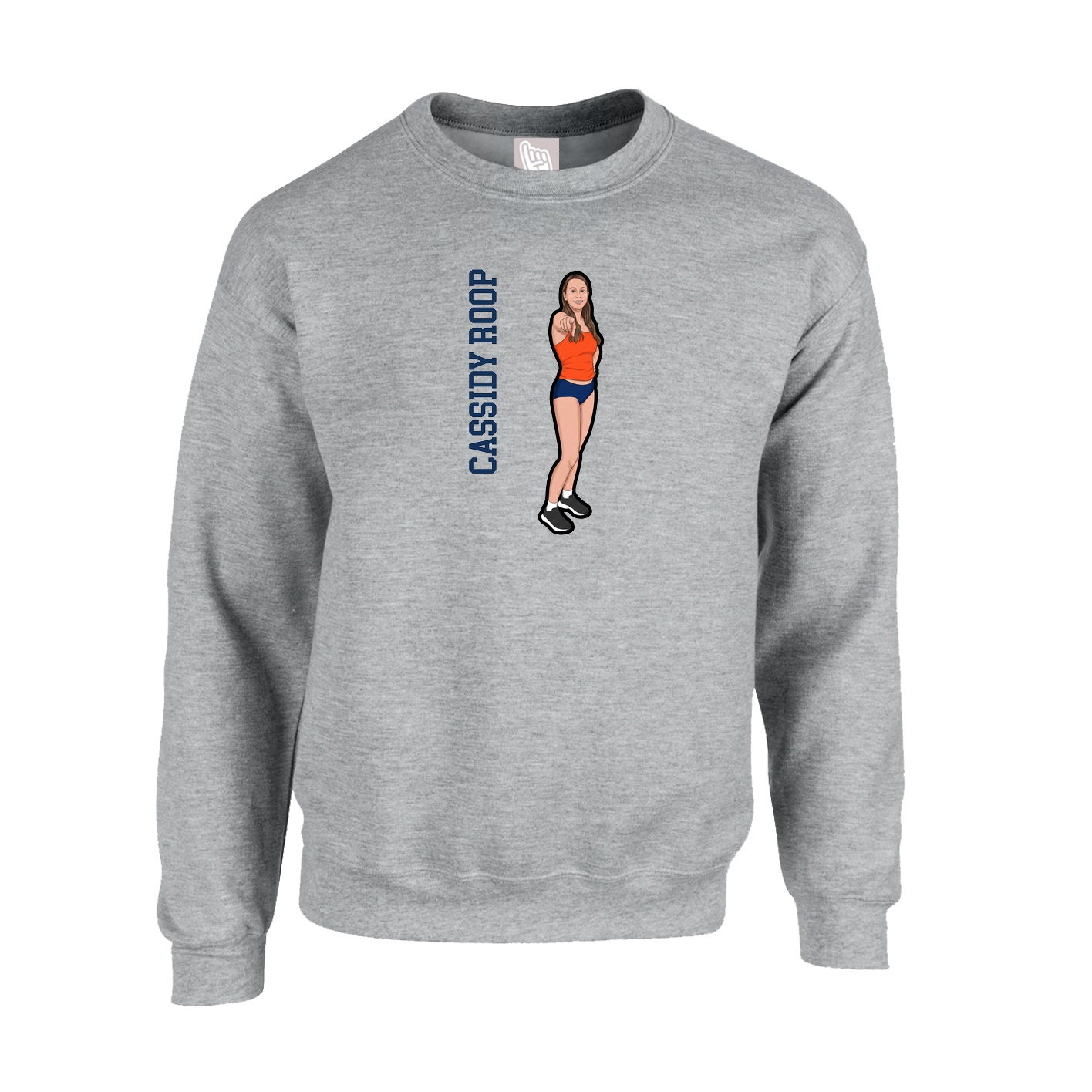 Fleece Crew — Name Vertical in Grey