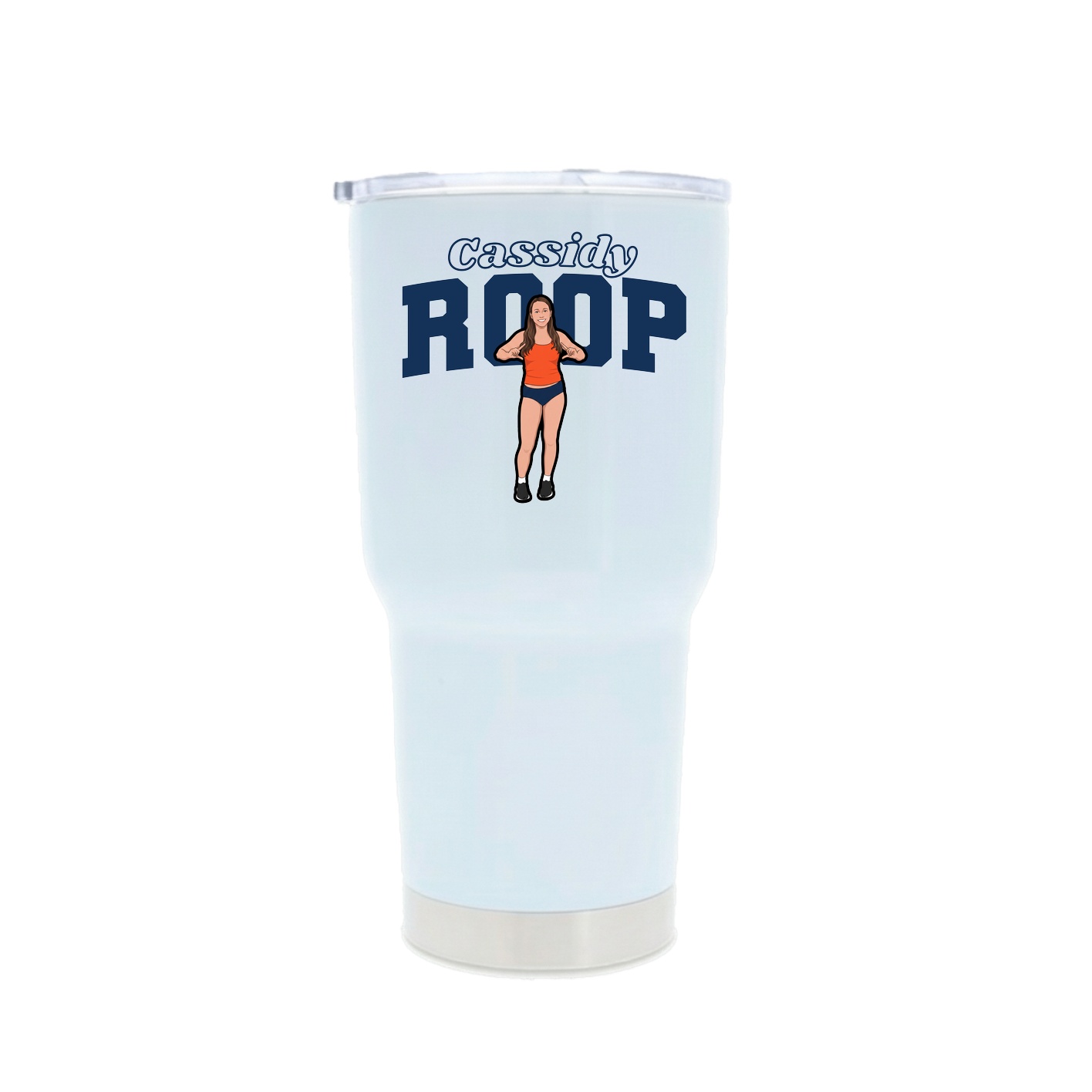30oz Stainless Steel Tumbler — Name Arch in White
