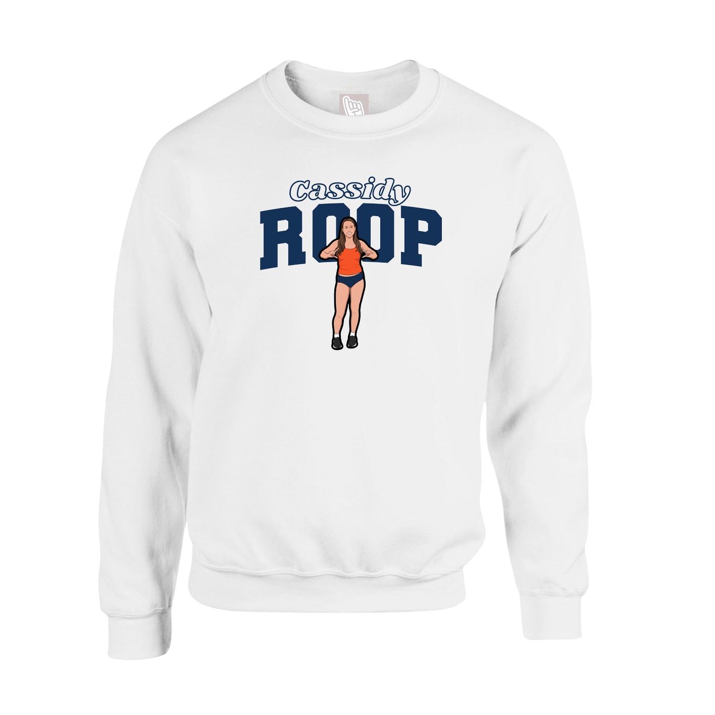 Fleece Crew — Name Arch in White