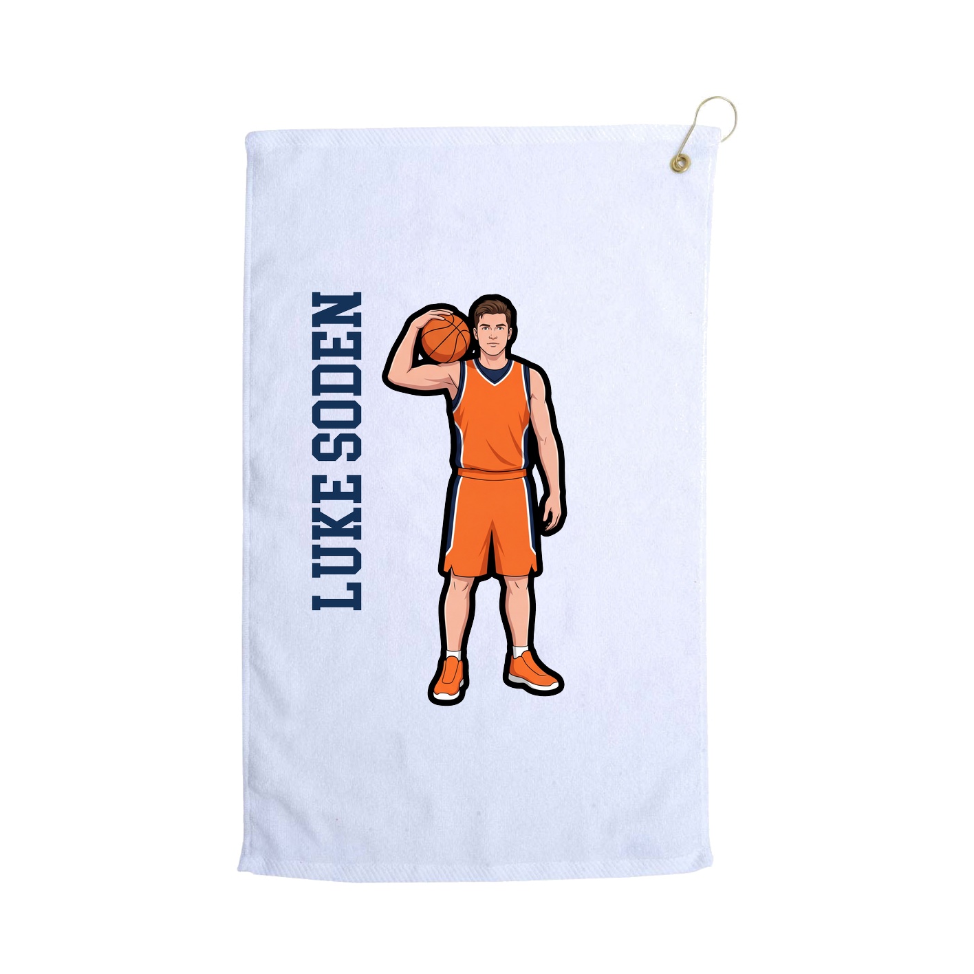 Golf Towel — Name Vertical in White