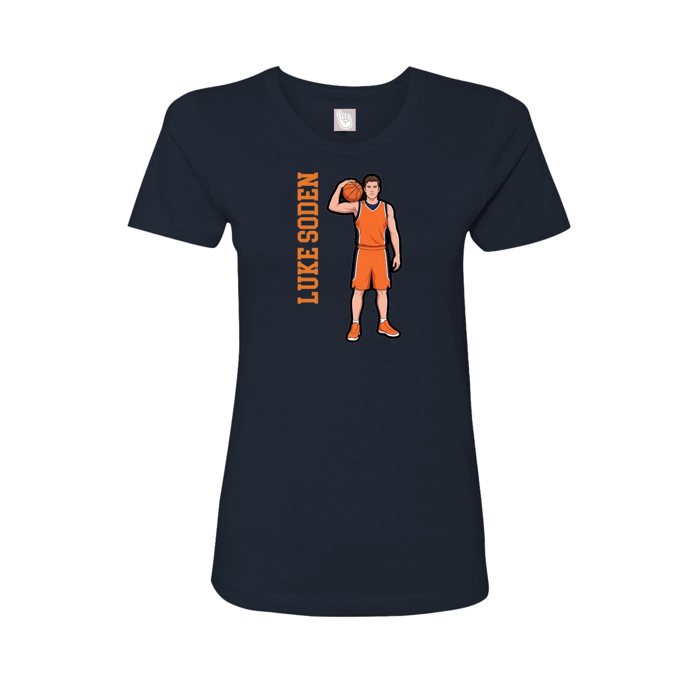 Fitted Women's Tee — Name Vertical in Navy